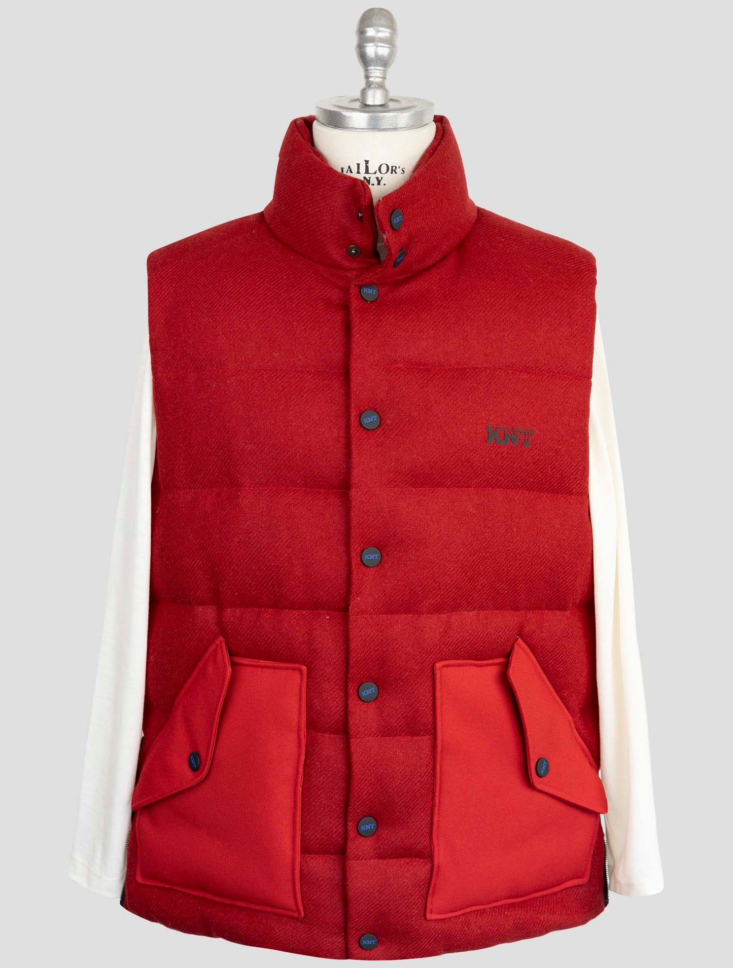 Kiton Knt Blue Virgin Wool Coat Gilet