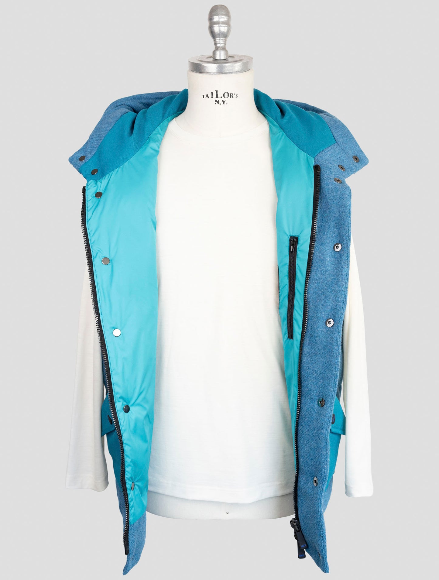 Kiton Knt Light Blue Virgin Wool Coat Gilet