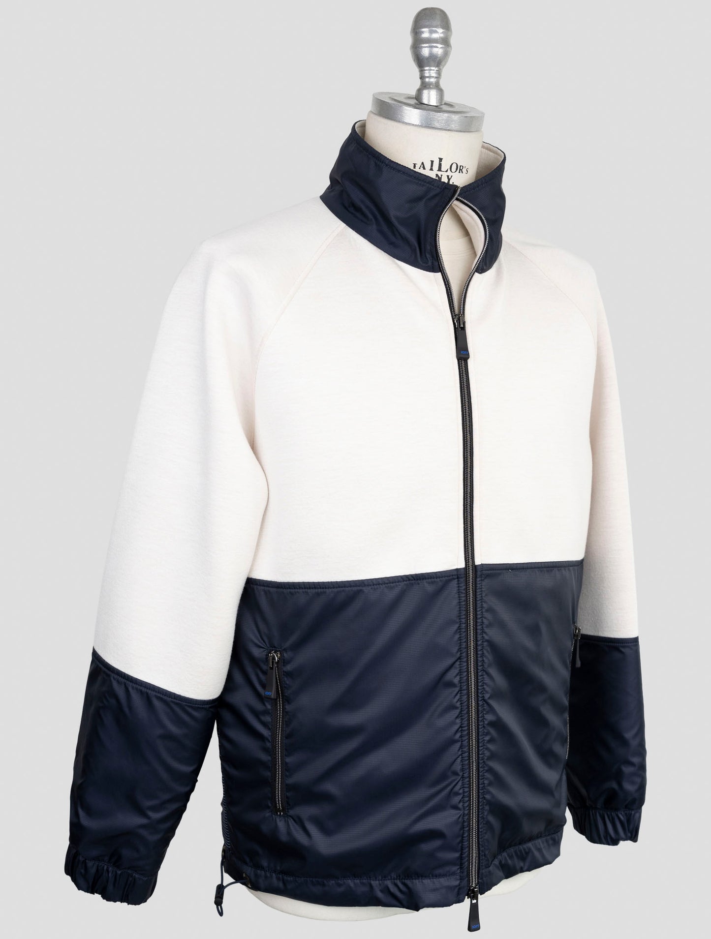 Kiton Knt Blue White Viscose Ea Coat