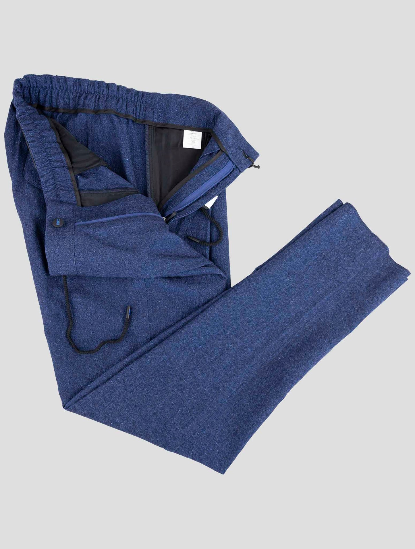 Kiton Knt Blue Virgin Wool Linen Pants
