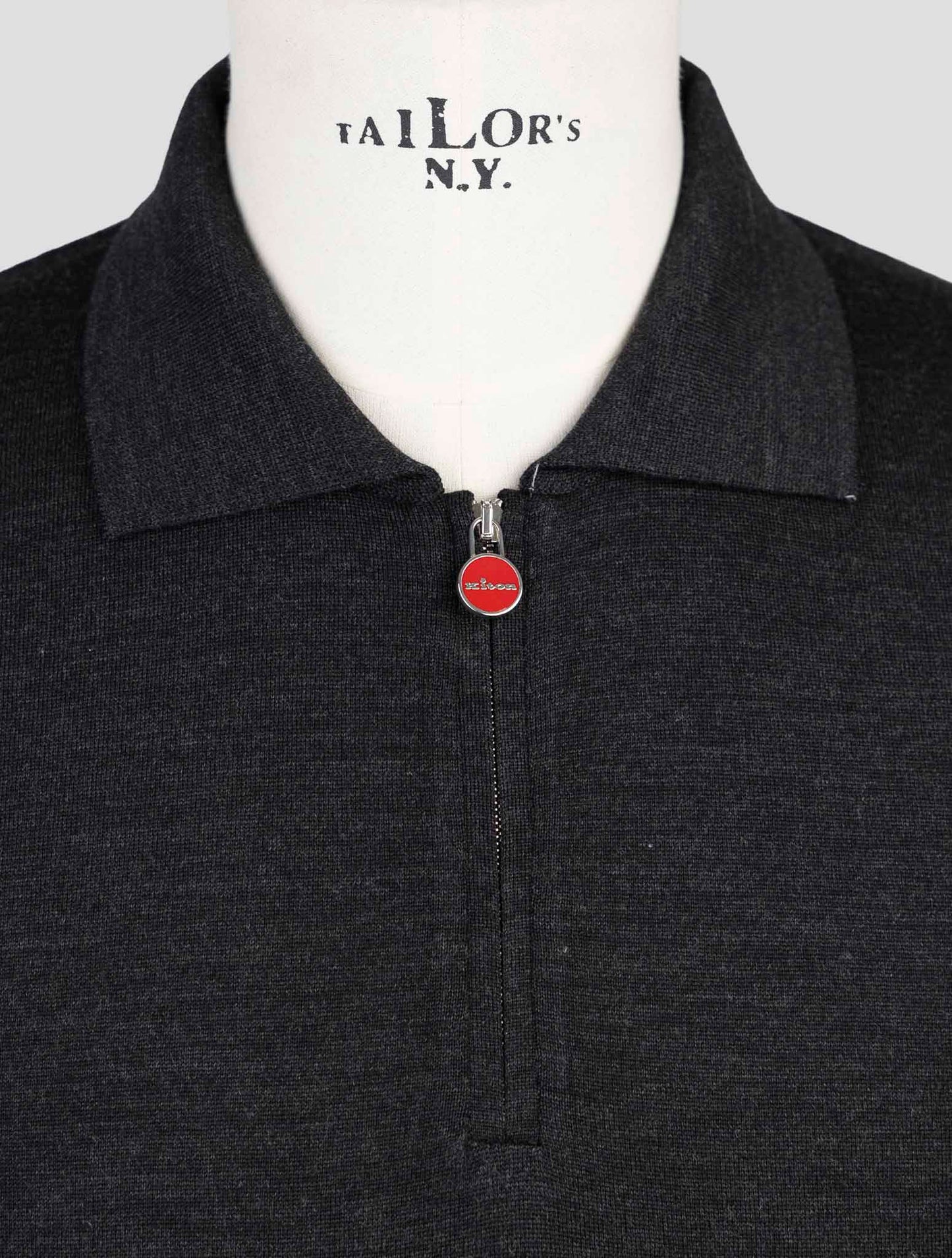 Kiton Dark Gray Wool Sweater Polo