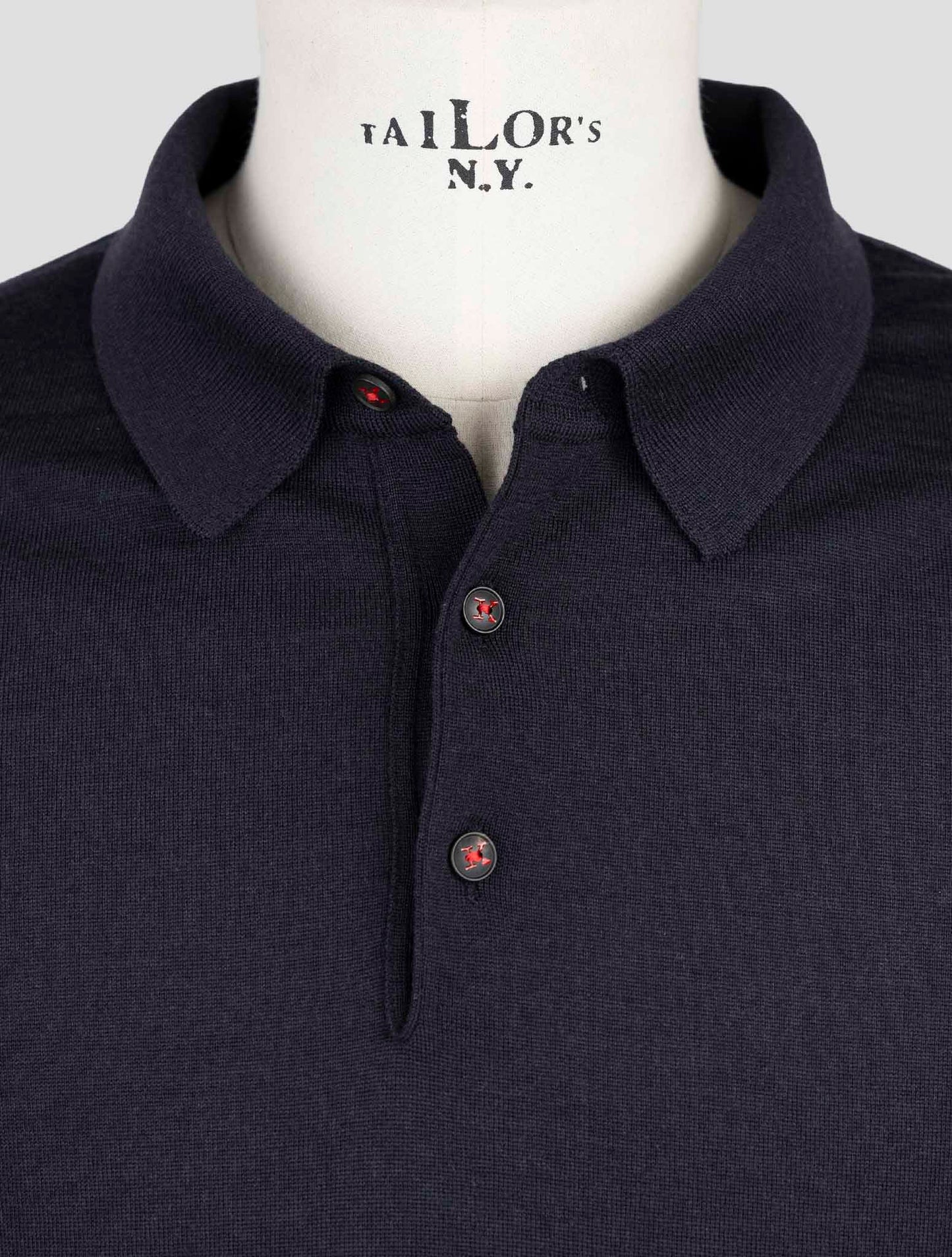 Kiton Dark Blue Wool Sweater Polo
