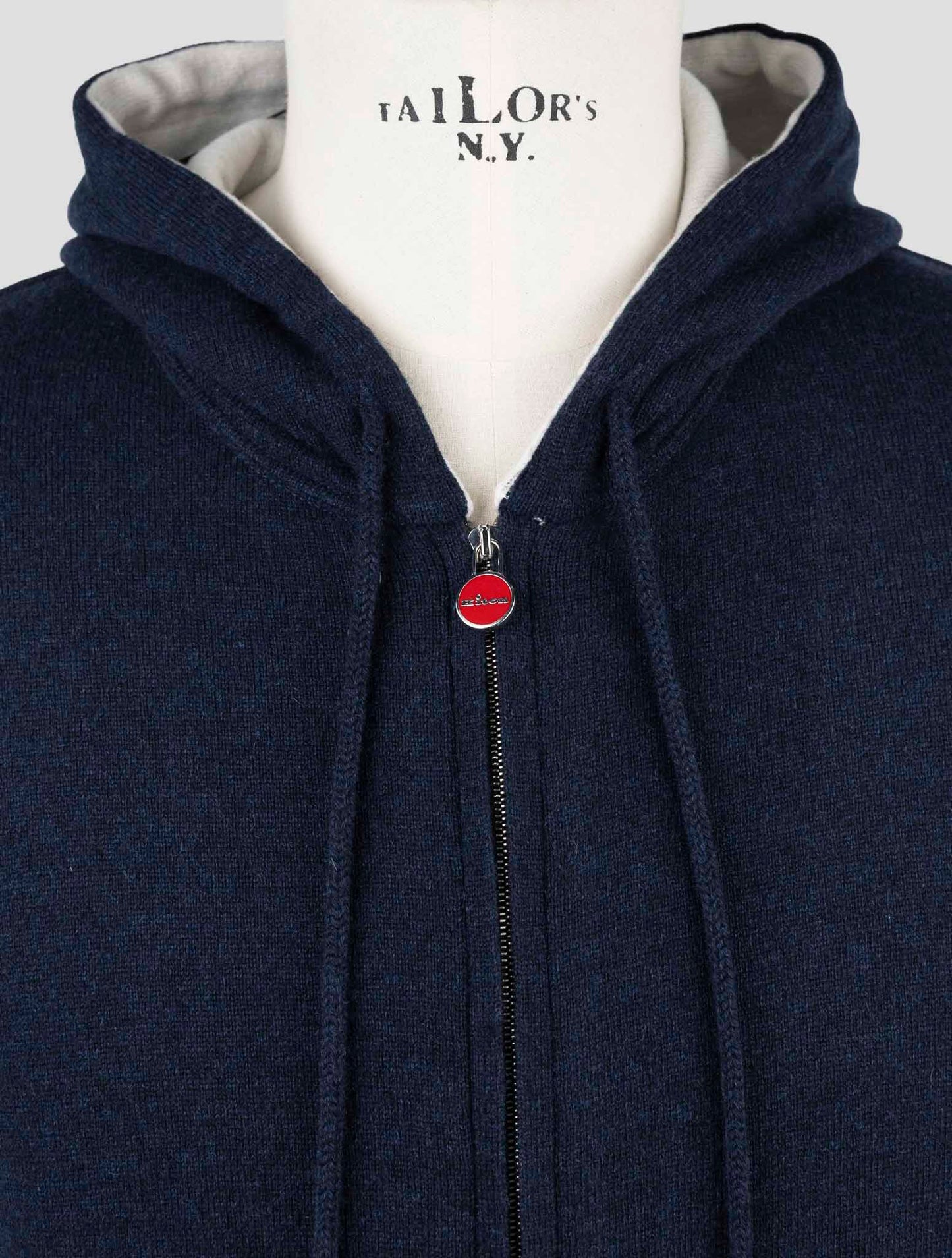 Kiton Blue Wool Sweater Full Zip