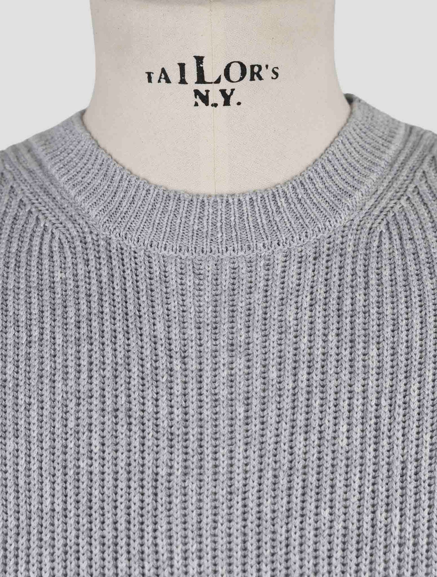 Kiton Gray Silk Cotton Sweater Crewneck