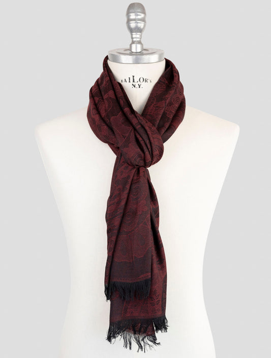 Kiton Burgundy Cashmere Silk Scarf