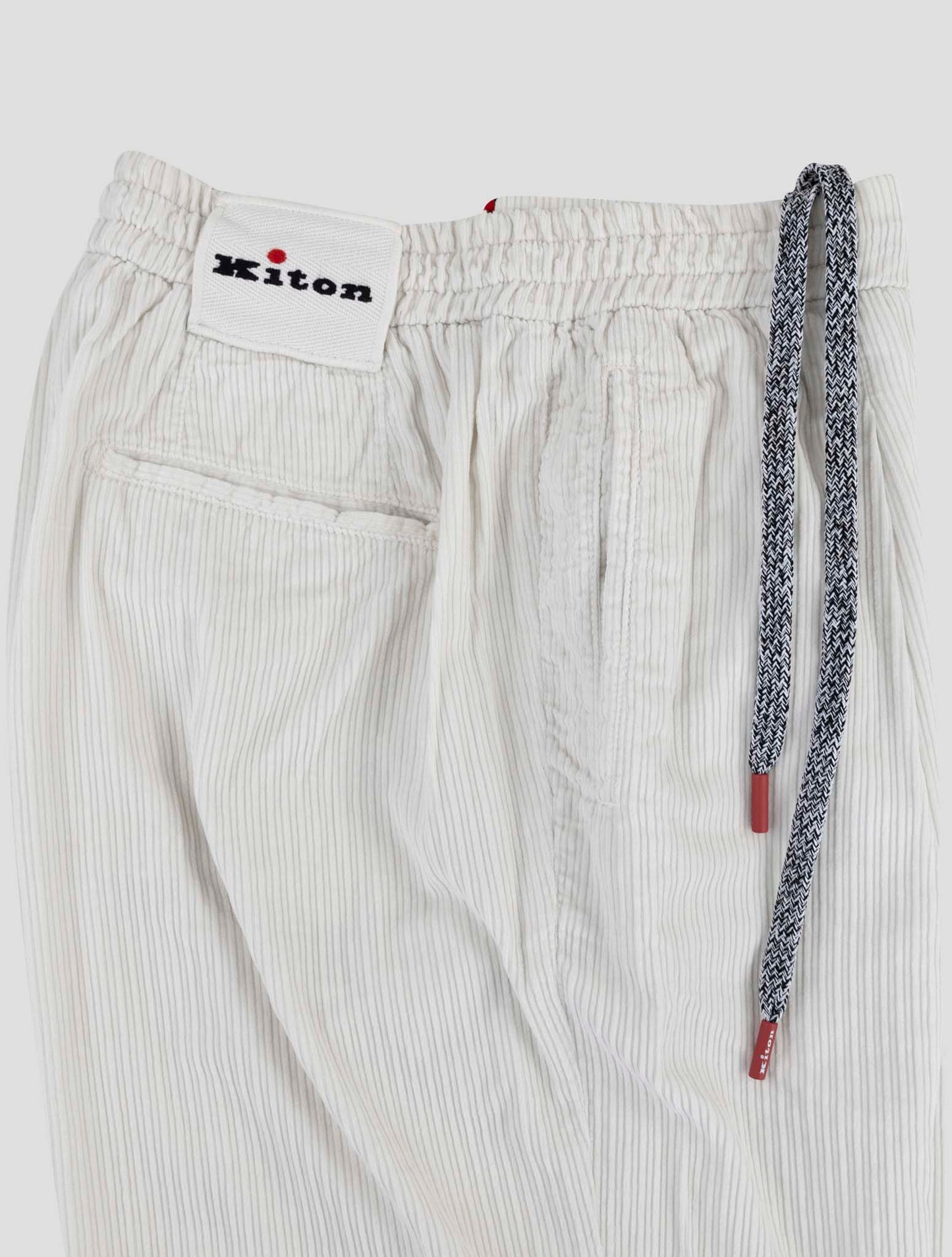 Kiton White Cotton Velvet Pants