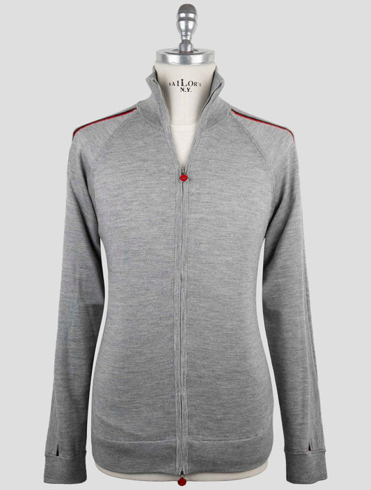 Kiton Gray Cashmere Silk Sweater Full Zip