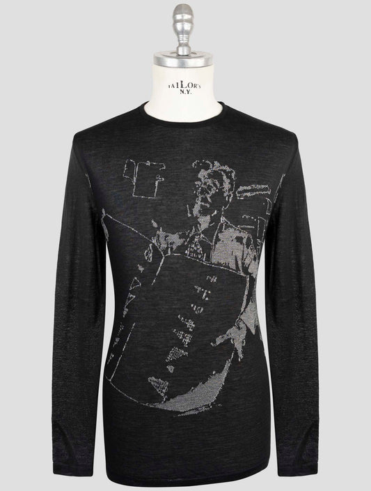 Kiton Knt Black Cashmere Silk Cotton Sweater Crewneck