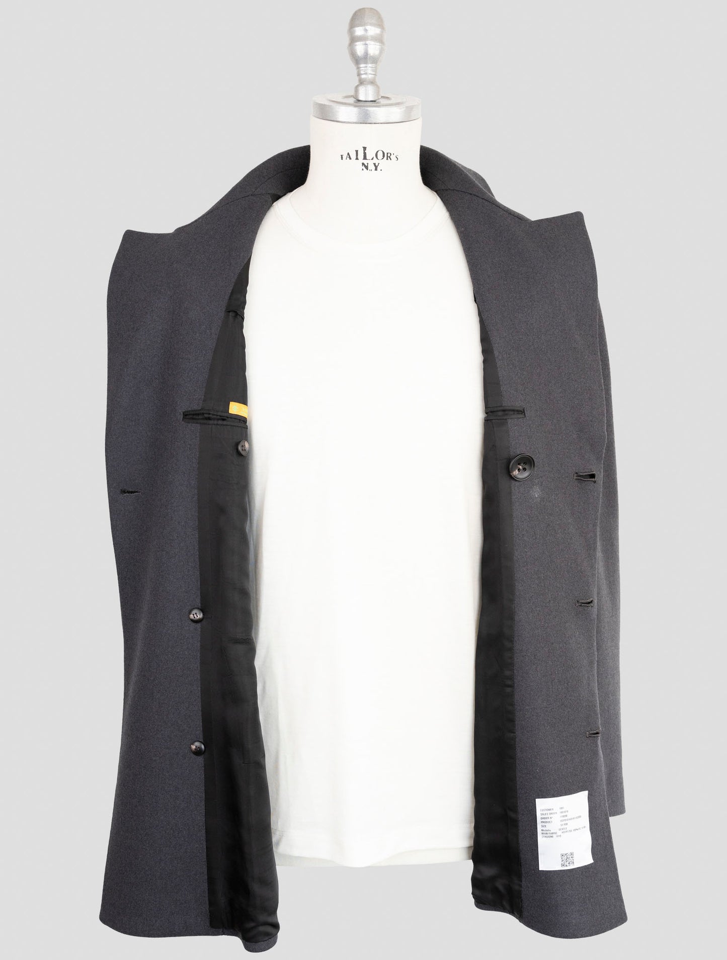 Kiton Knt Dark Gray Virgin Wool 14 Micron Overcoat