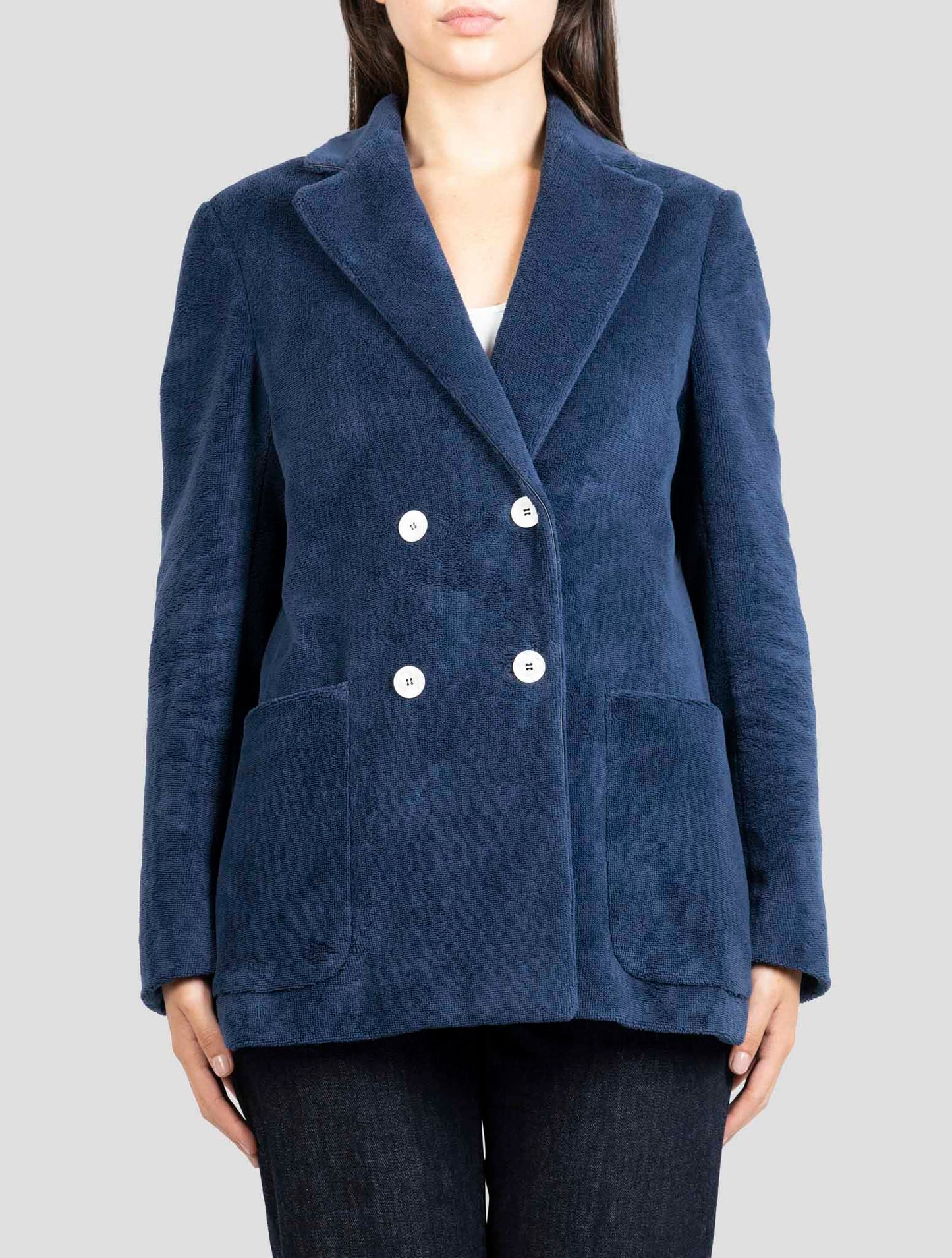 Kiton Blue Viscose Pl Cotton Blazer