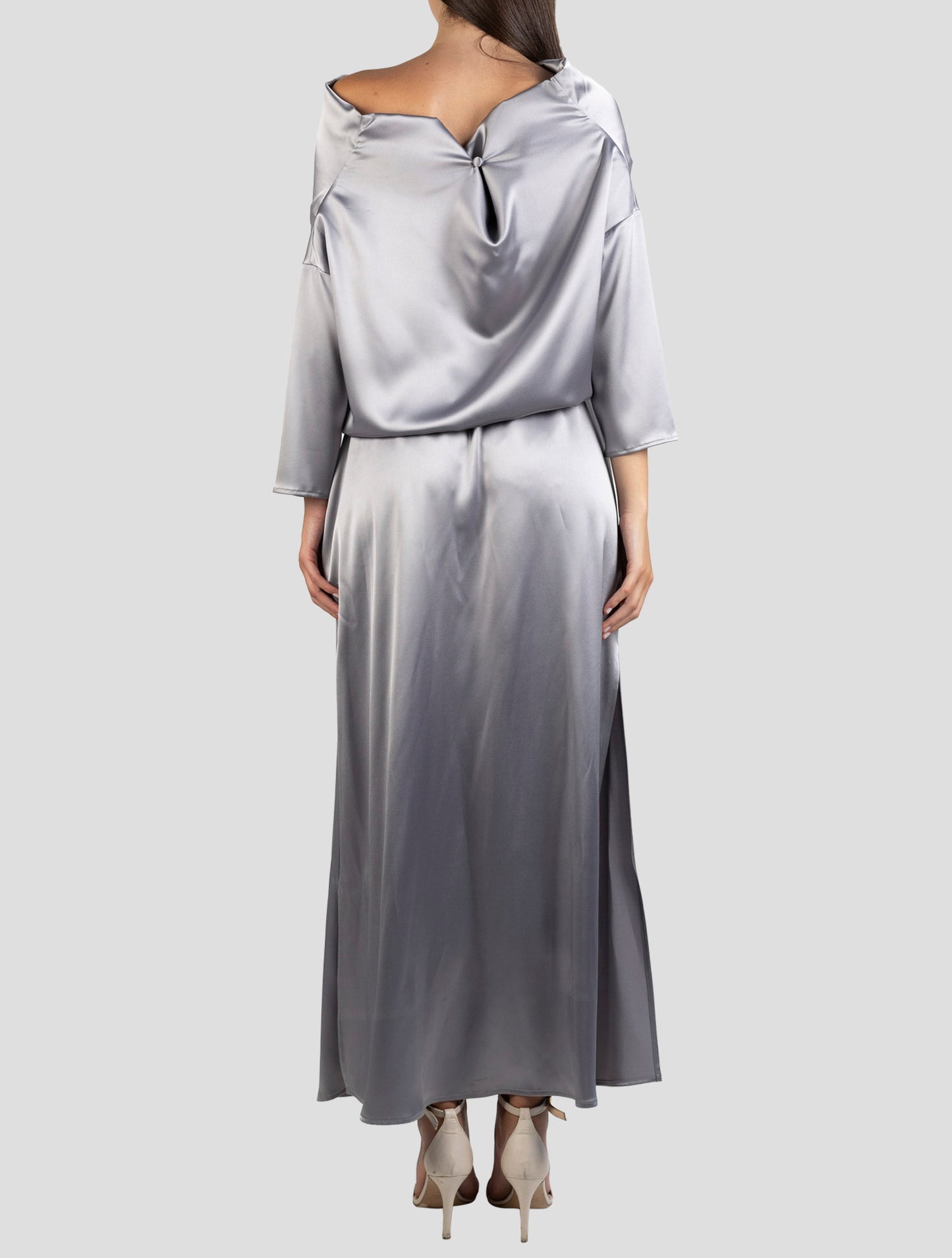 Kiton Gray Acetate Pe Dress