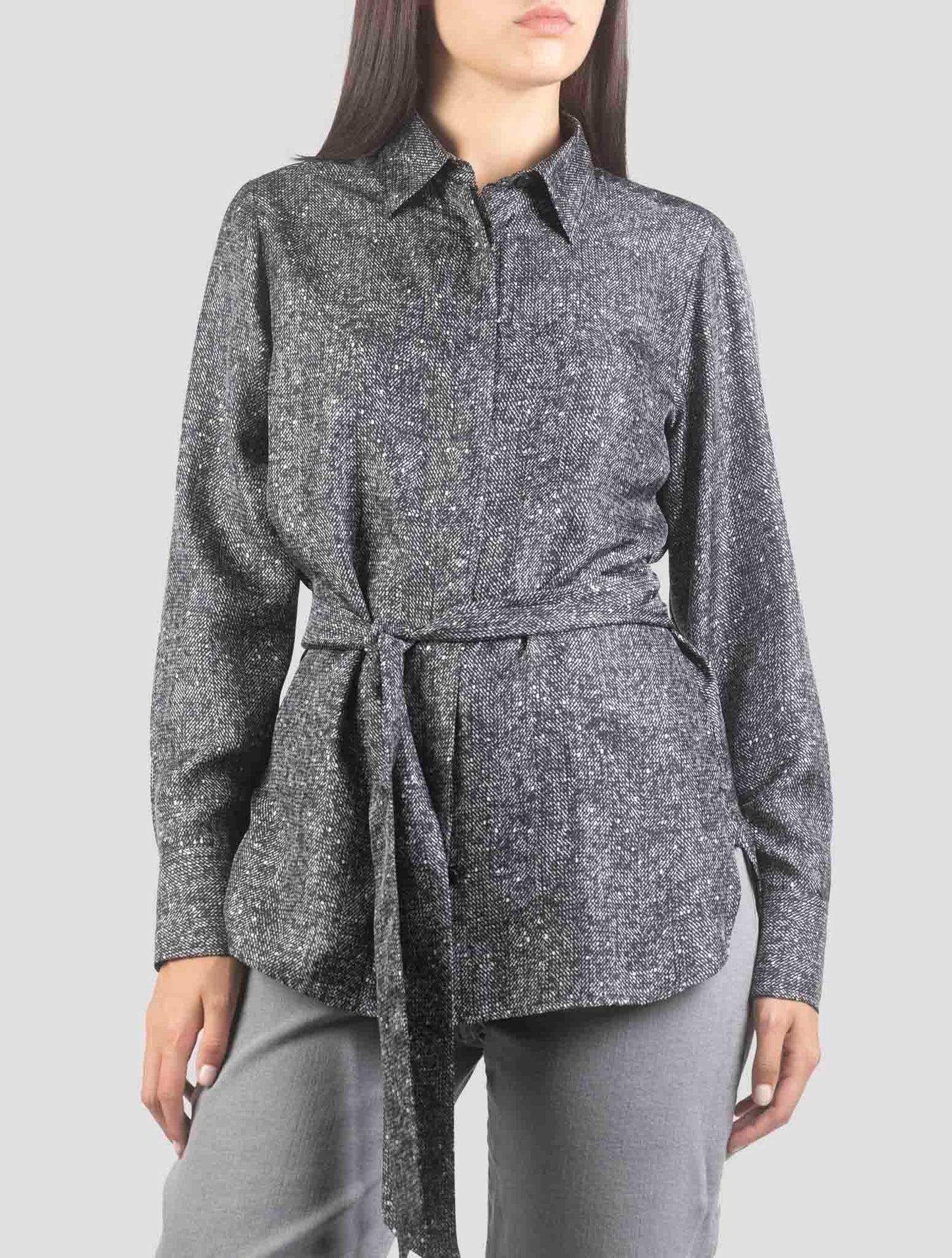 Kiton Gray Silk Shirt
