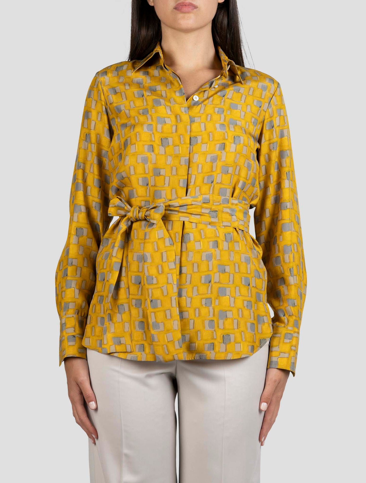 Kiton Yellow Silk Shirt