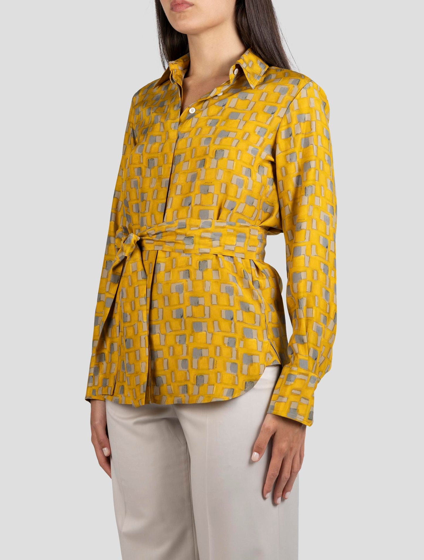 Kiton Yellow Silk Shirt