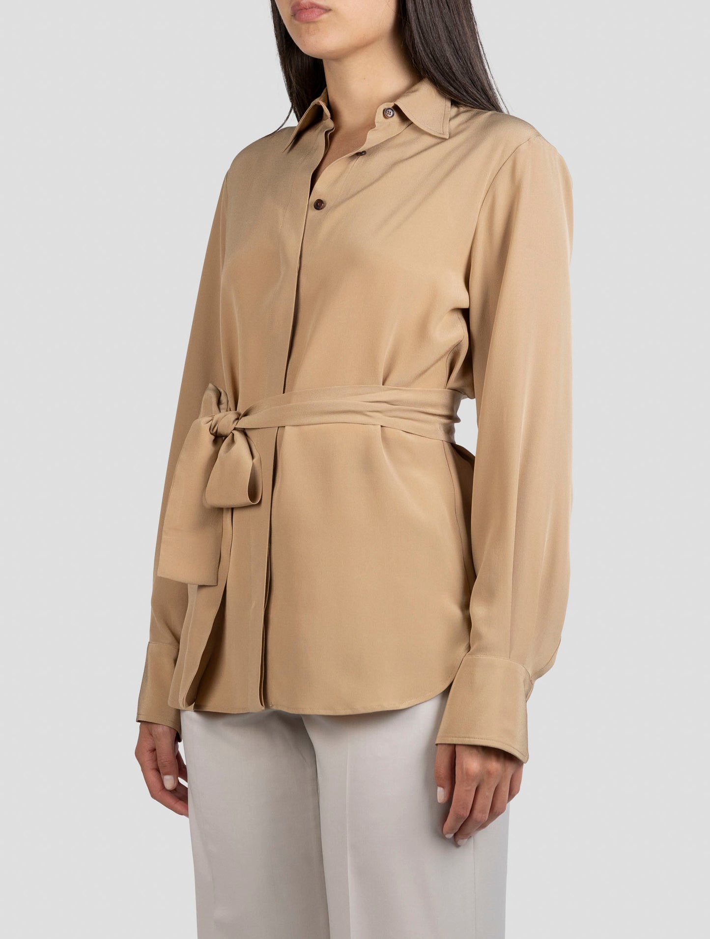 Kiton Beige Silk Shirt