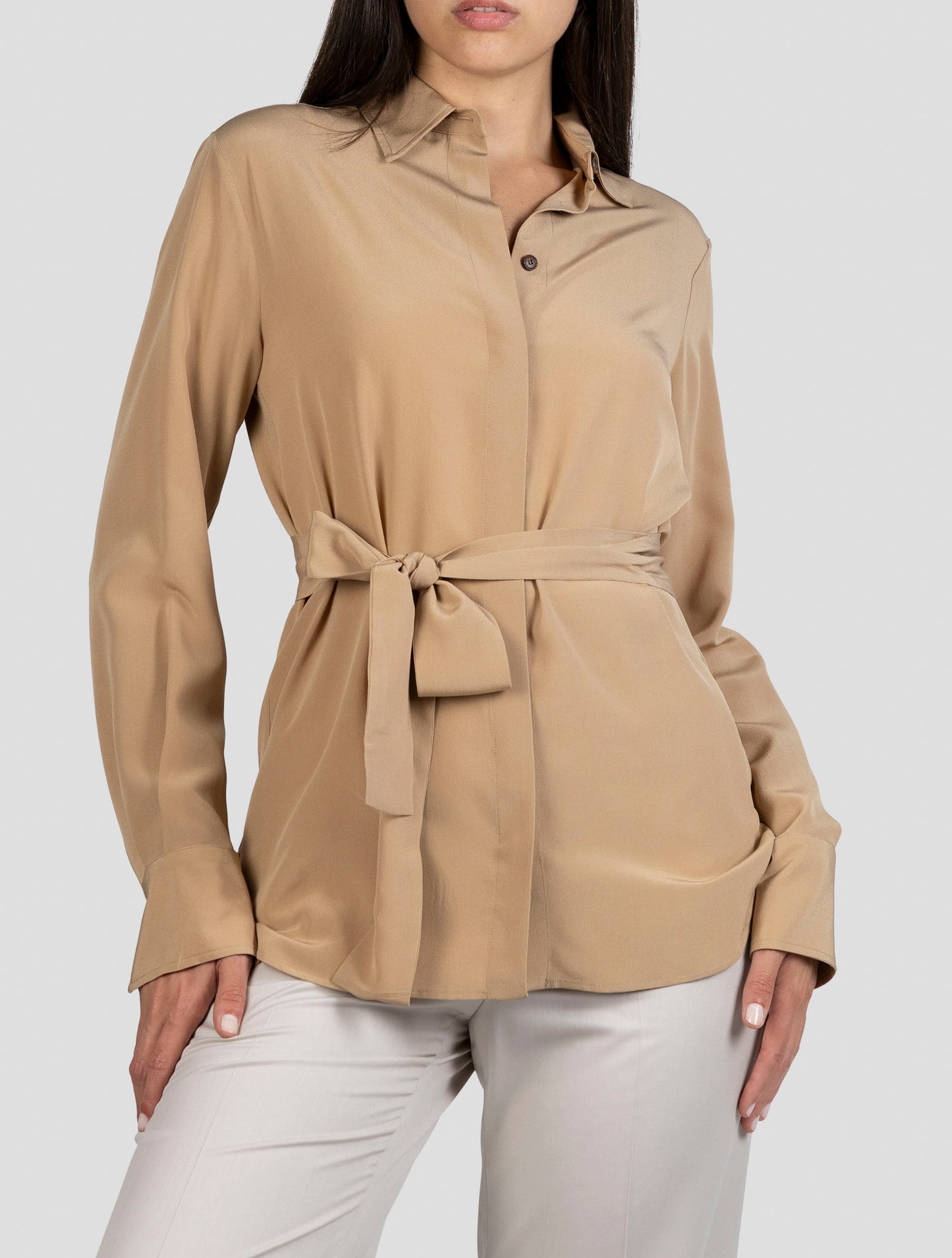 Kiton Beige Silk Shirt