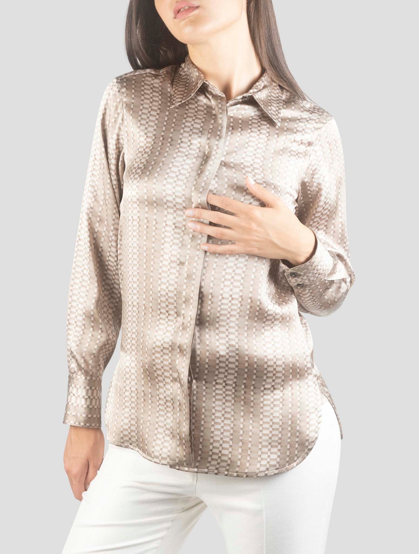 Kiton Beige Silk Shirt