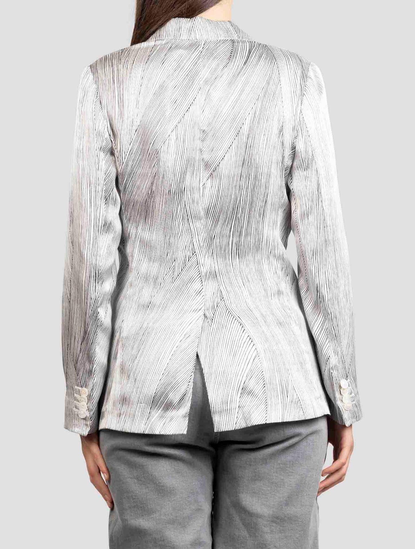 Kiton White Blue Silk Blazer