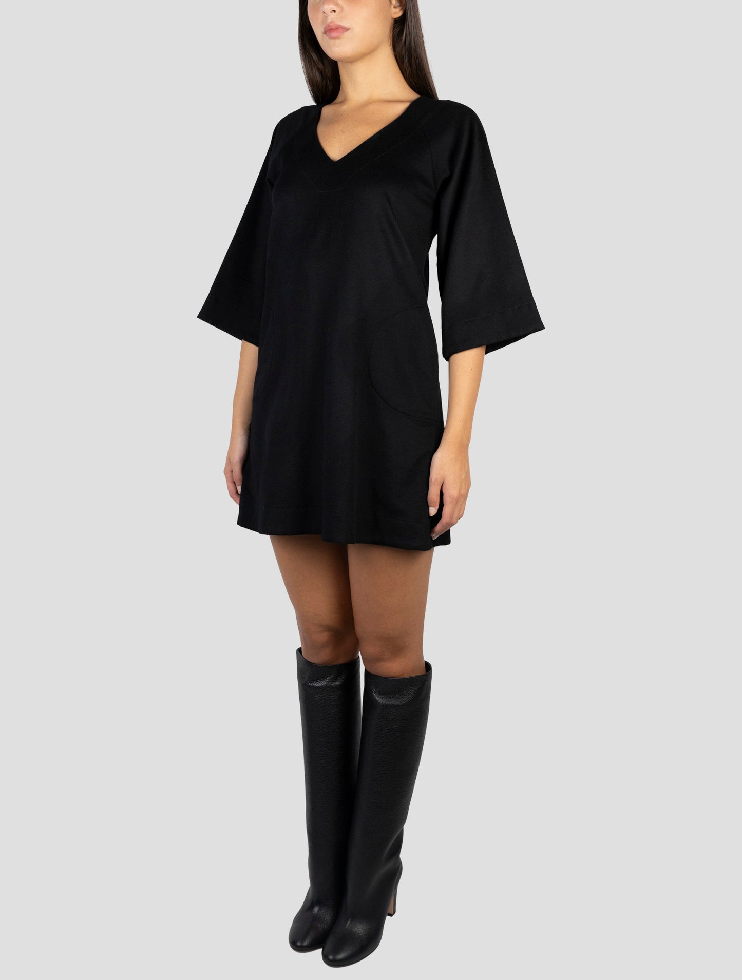 Kiton Black Cashmere Lyocell Dress