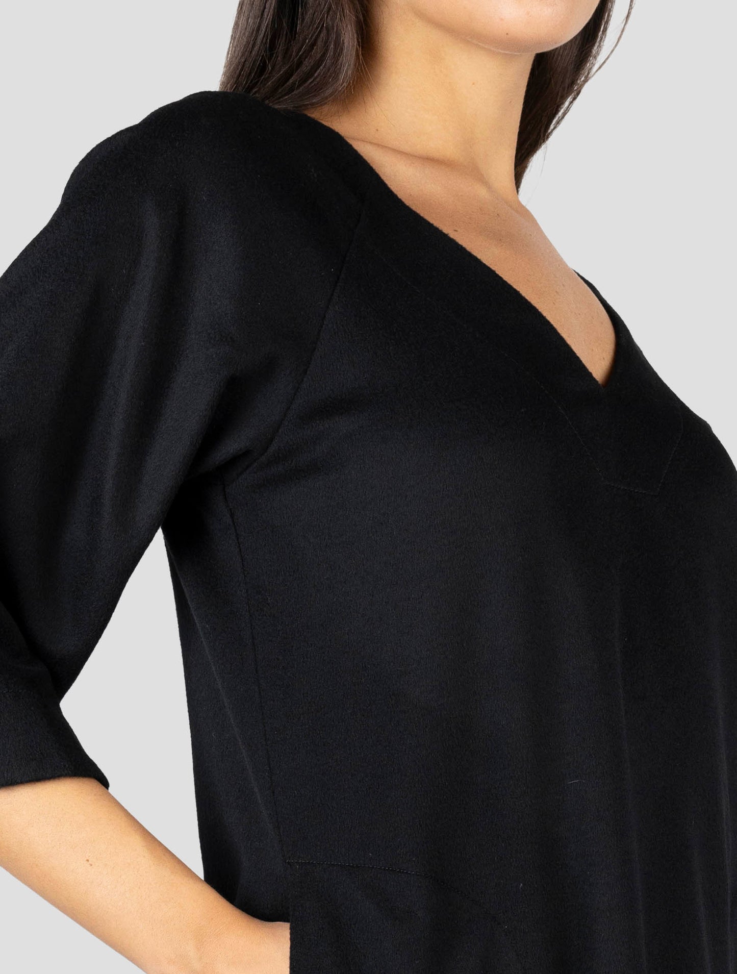 Kiton Black Cashmere Lyocell Dress