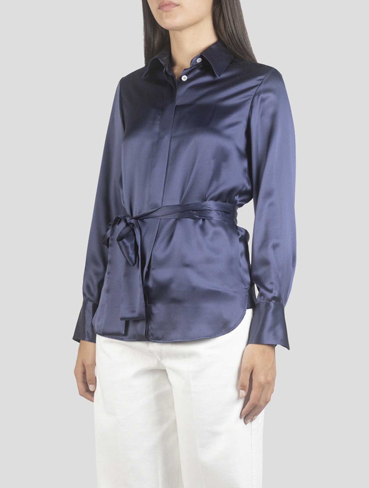 Kiton Blue Silk Shirt