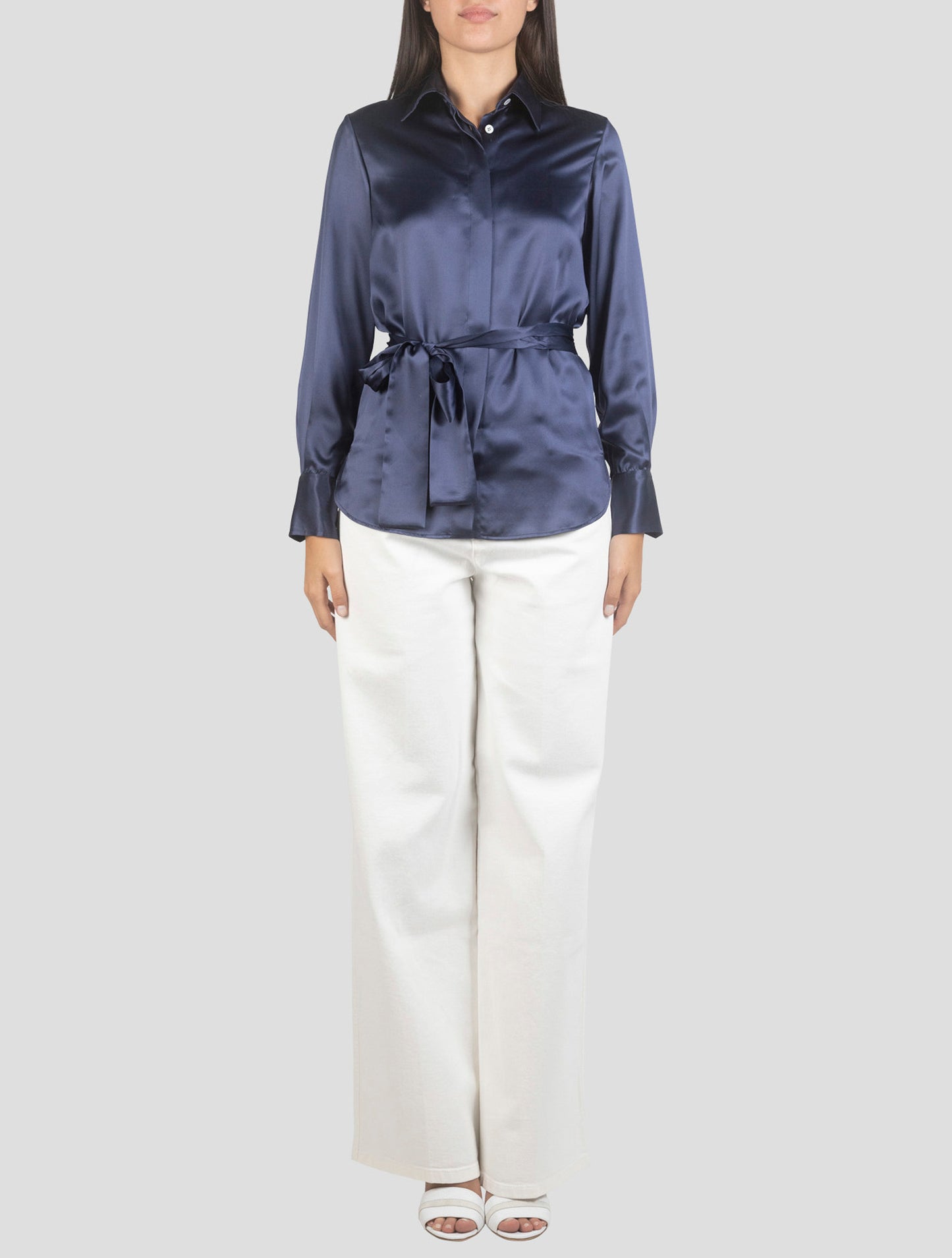 Kiton Blue Silk Shirt