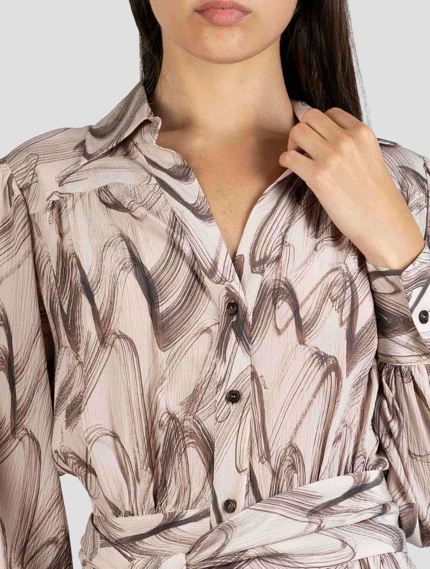 Kiton Brown Silk Dress