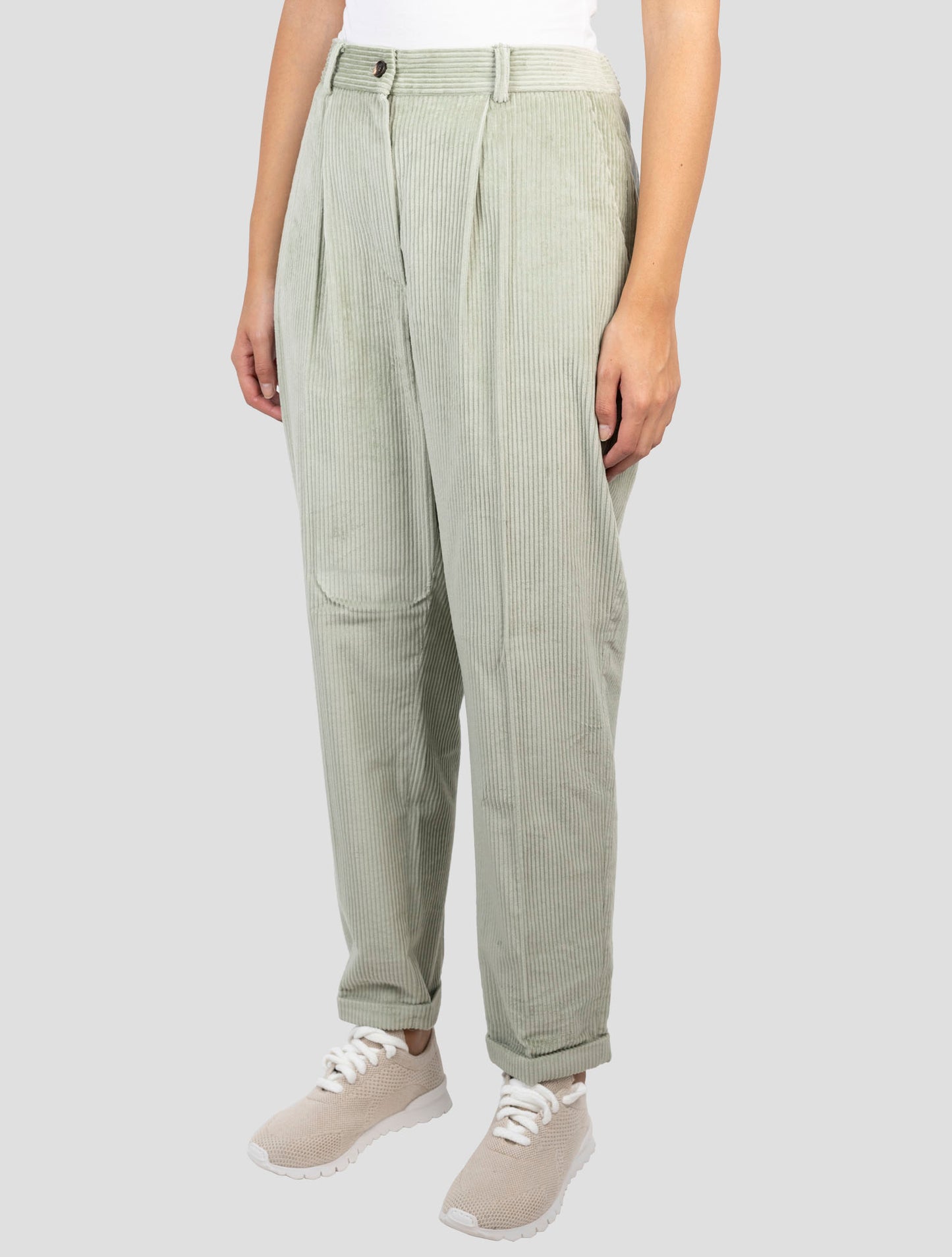 Kiton Green Cotton Velvet Pants