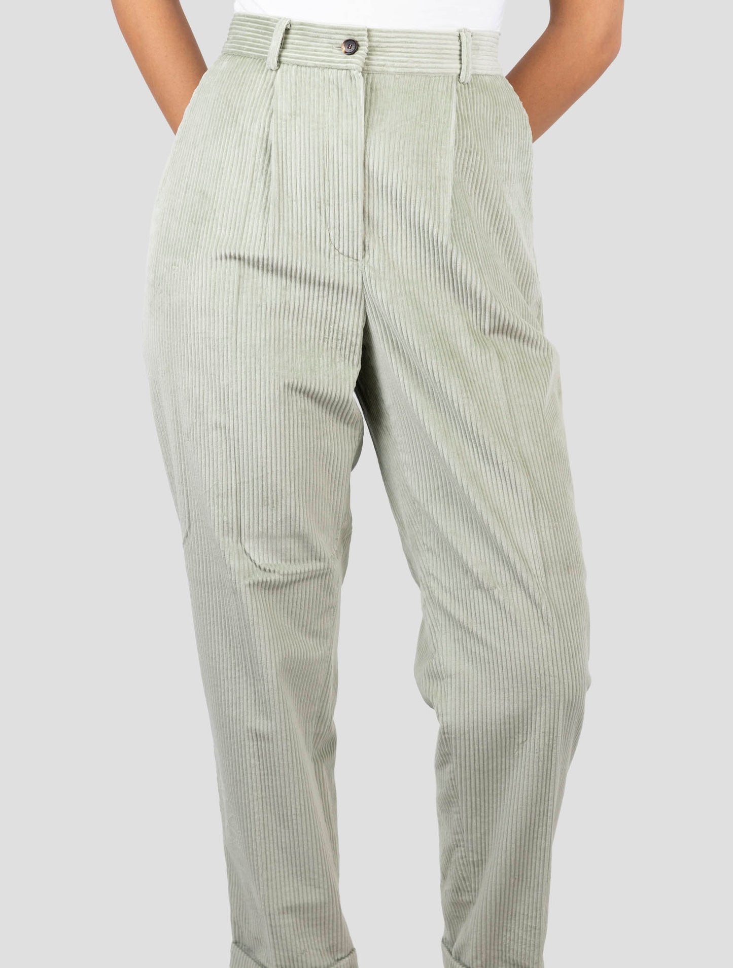 Kiton Green Cotton Velvet Pants