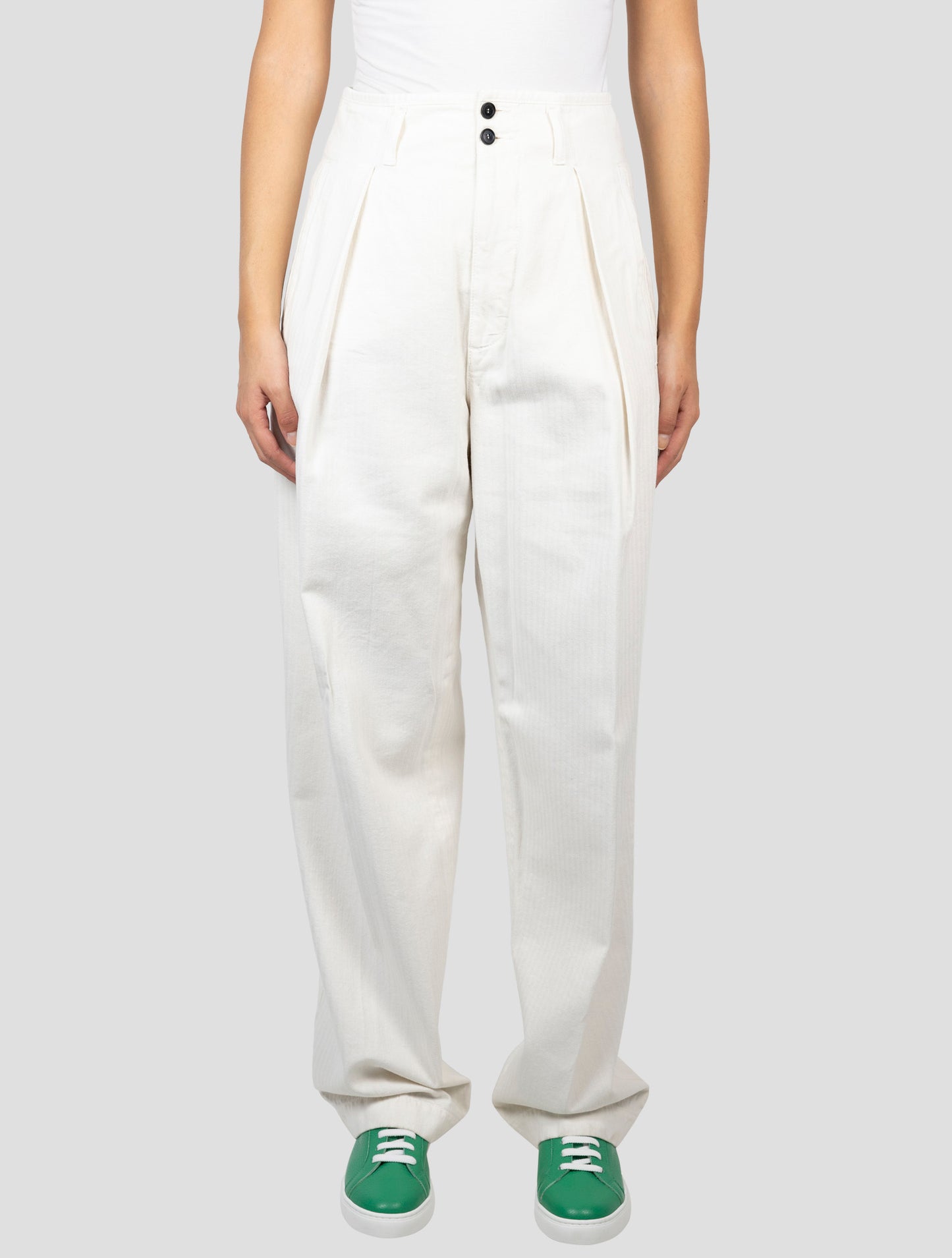 Kiton White Cotton Pants