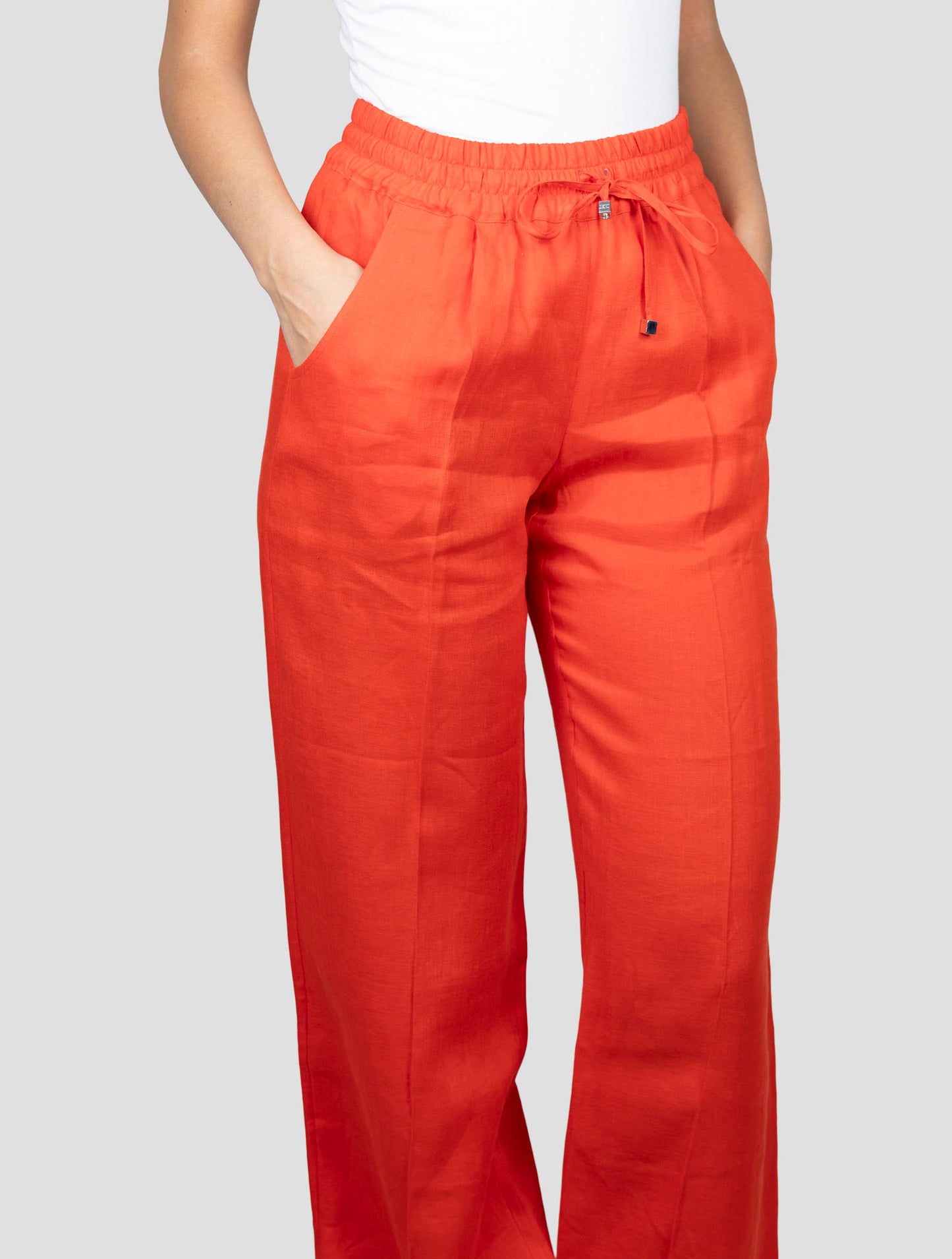 Kiton Red Linen Pants