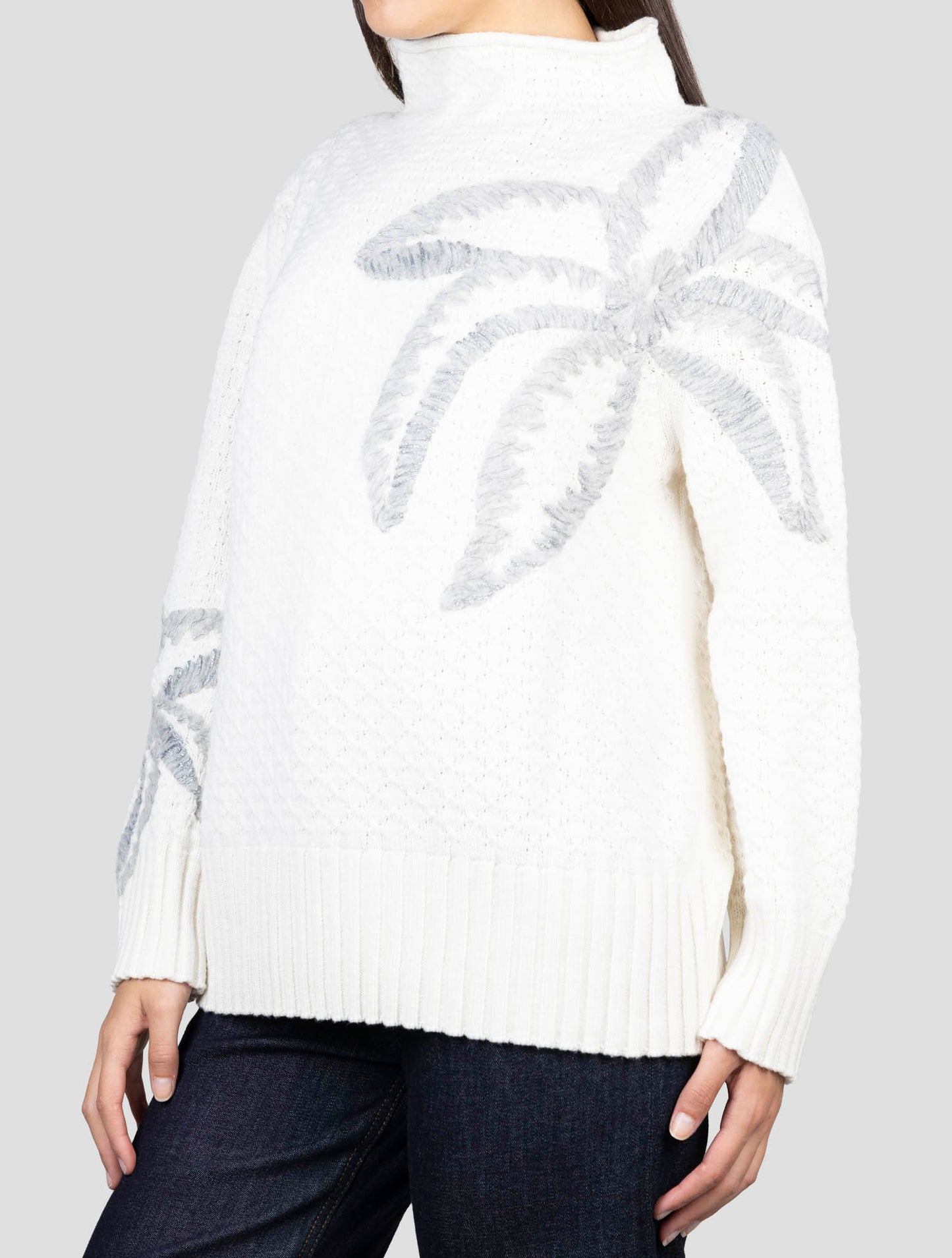 Kiton White Cashmere Sweater Half Neck