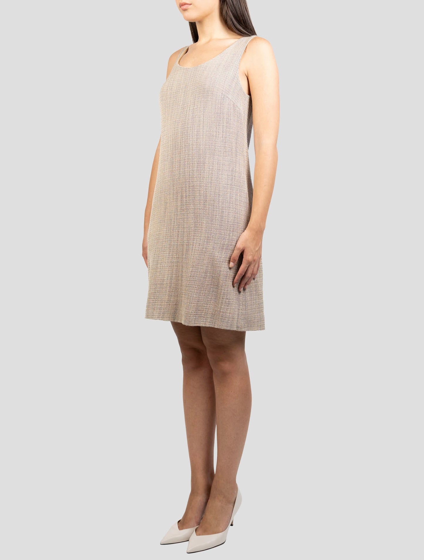 Kiton Beige Wool Pa Silk Dress