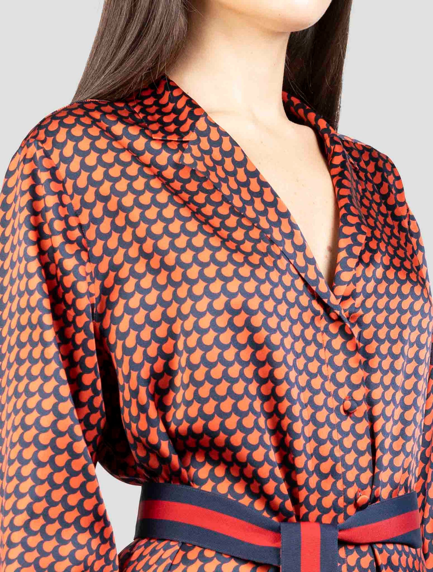 Kiton Red Blue Silk Dress