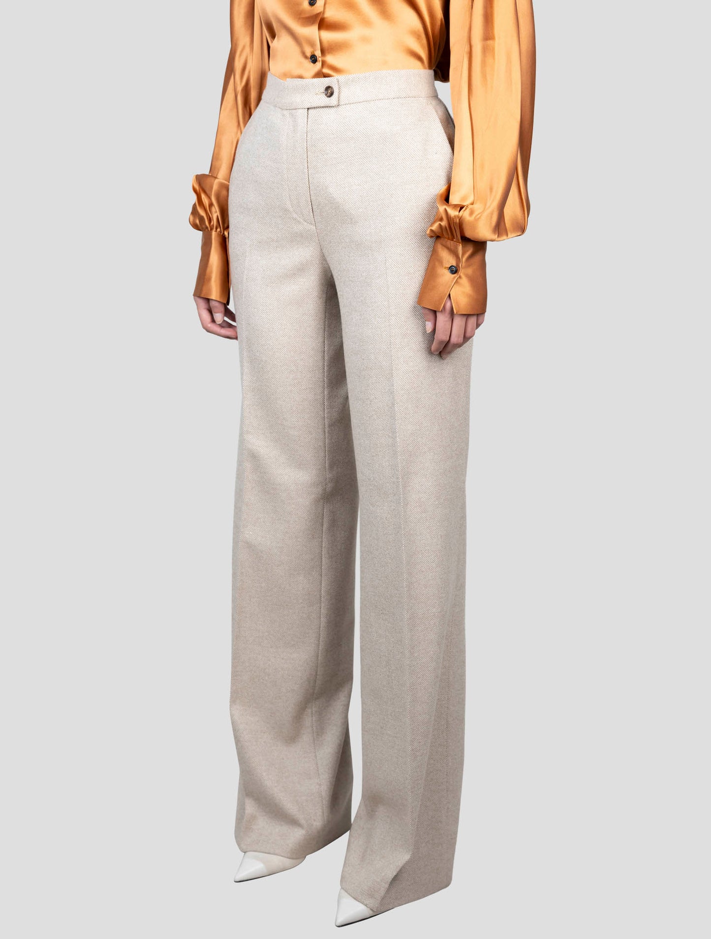 Kiton Beige Virgin Wool Cashmere Pants