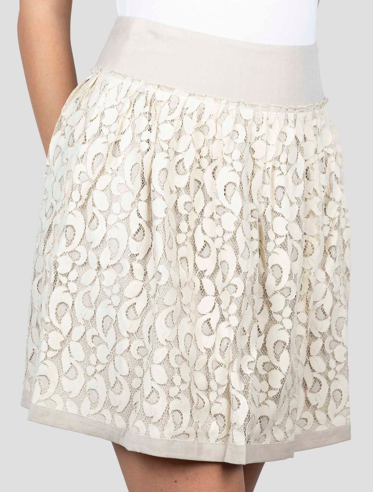 Kiton Beige Linen Viscose Ea Skirt