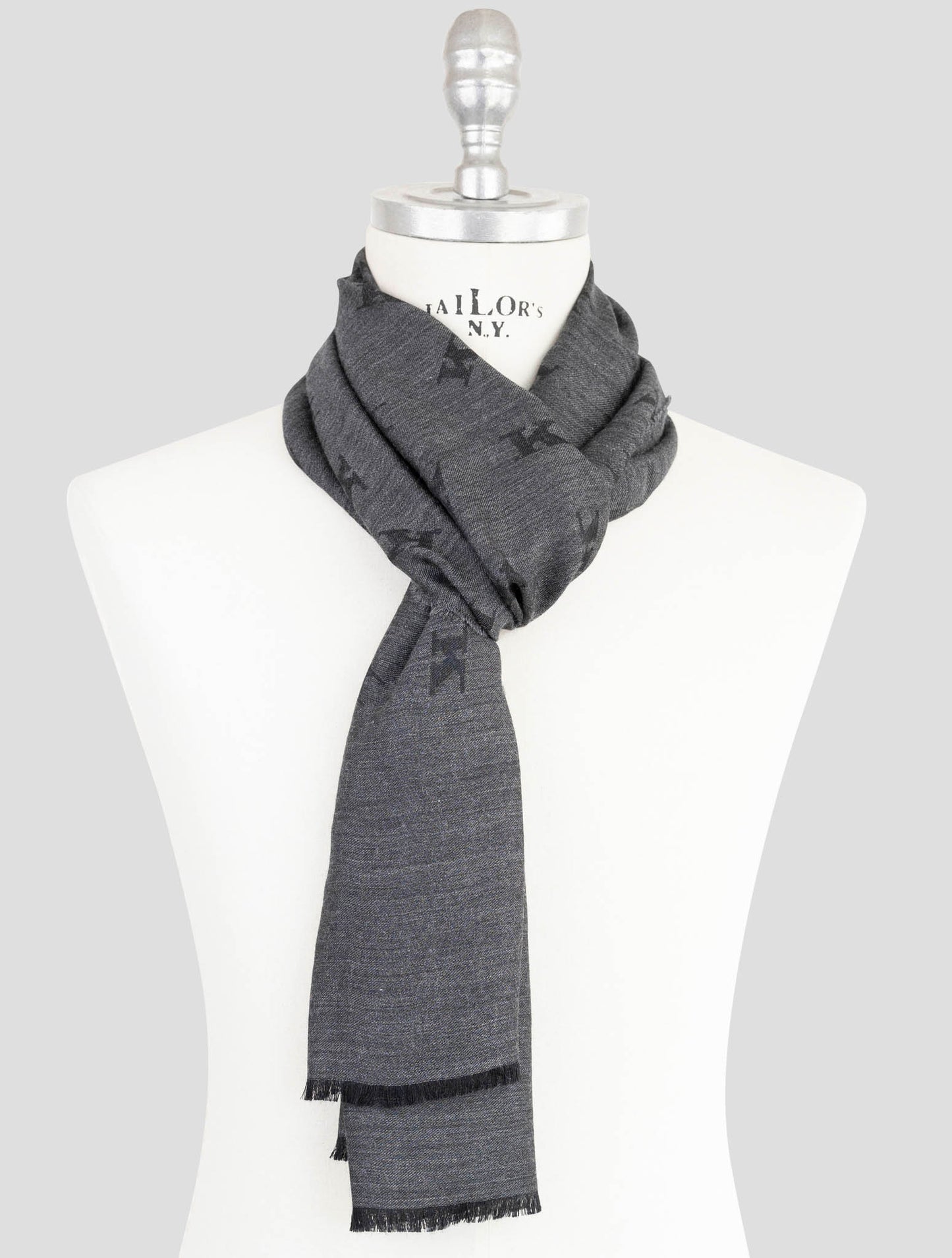 Kiton Gray Wool Silk Scraf