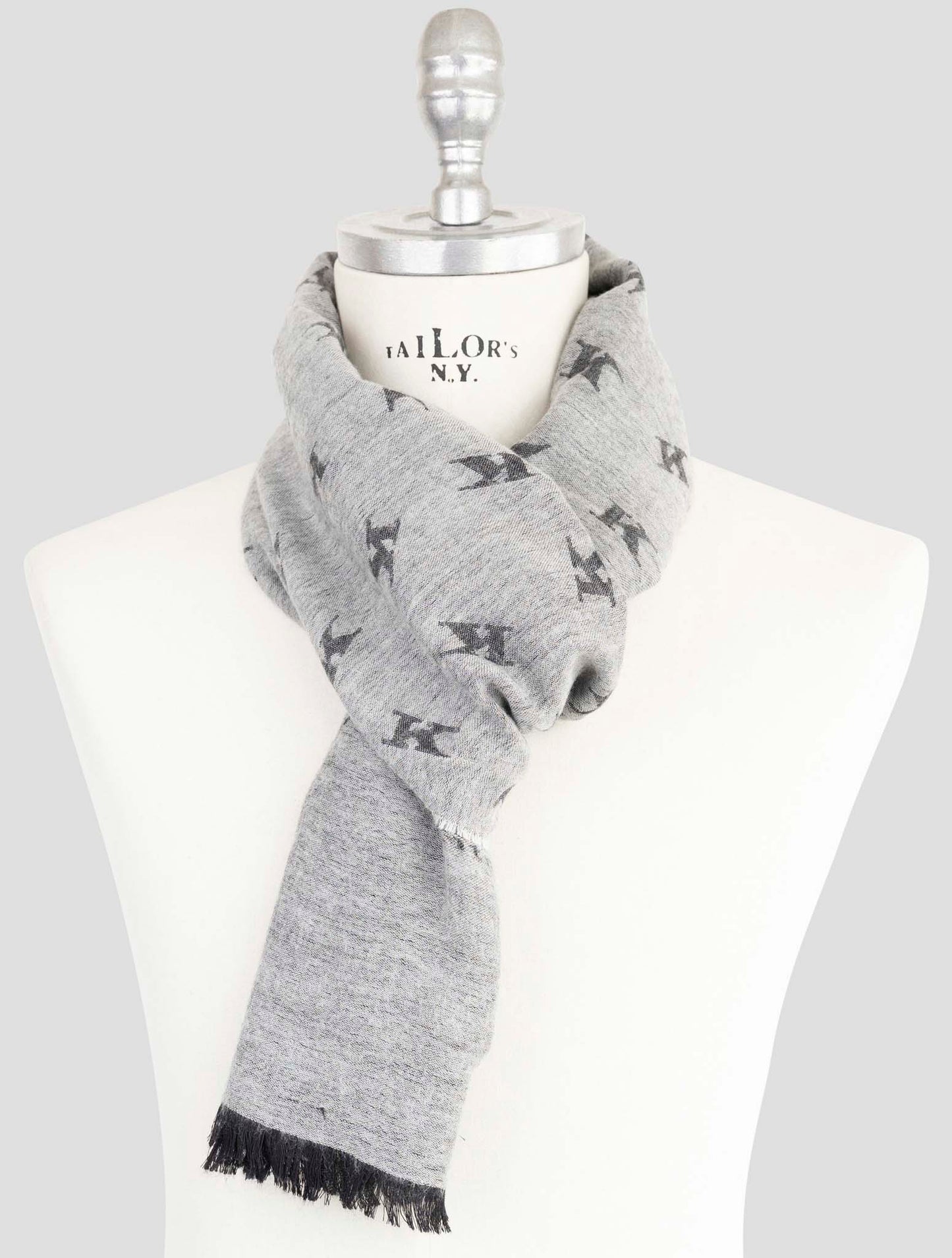 Kiton Gray Wool Silk Scarf