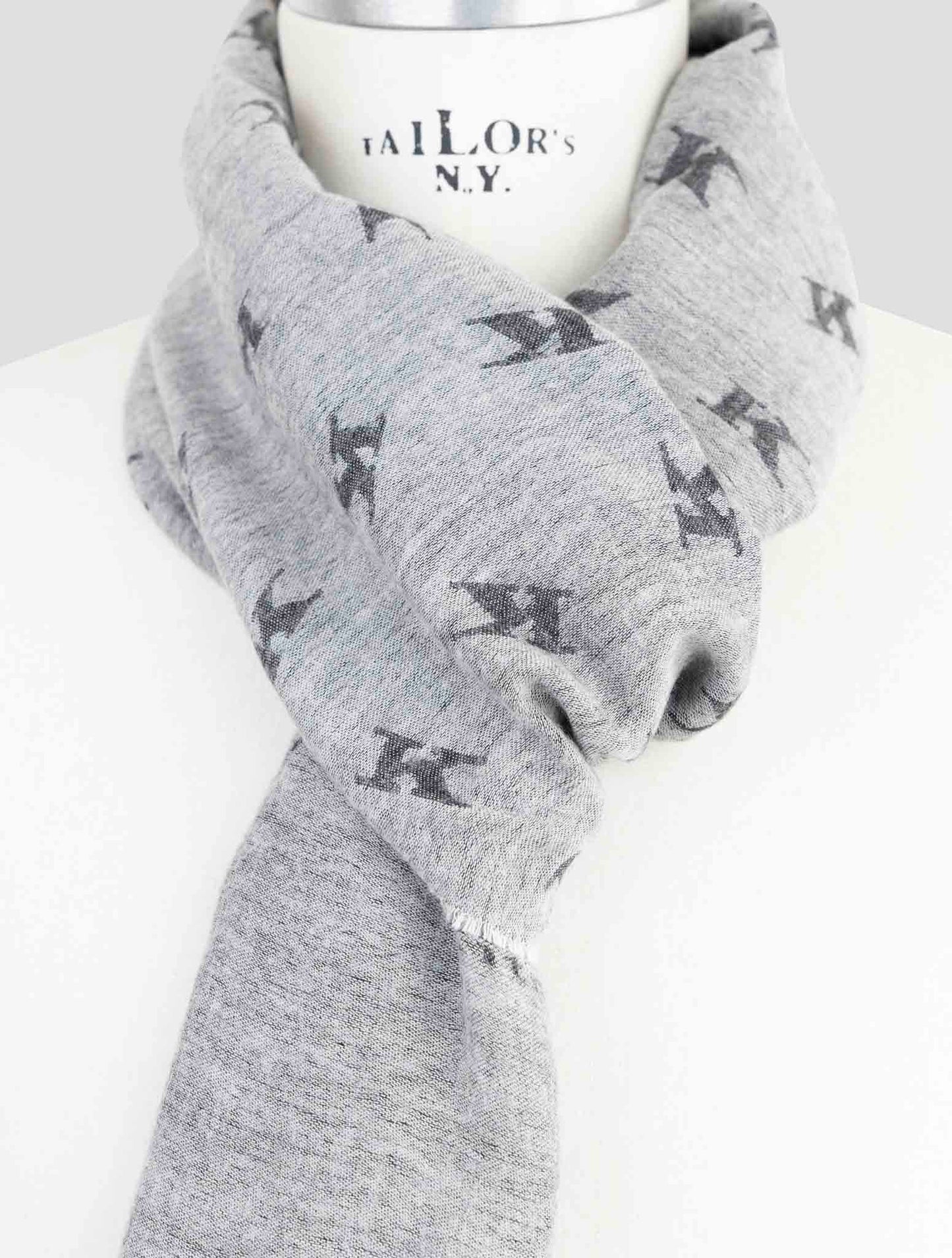 Kiton Gray Wool Silk Scarf