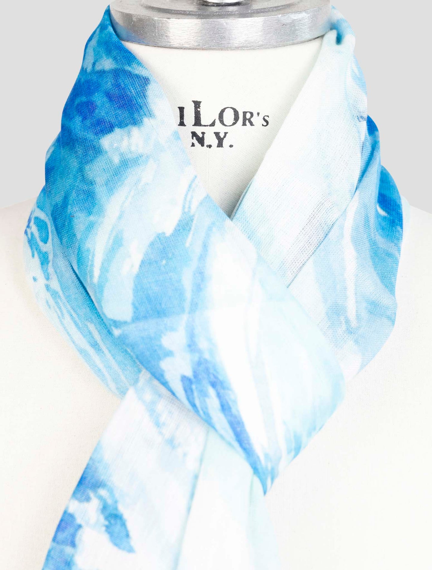 Kiton Blue Linen Silk Scarf