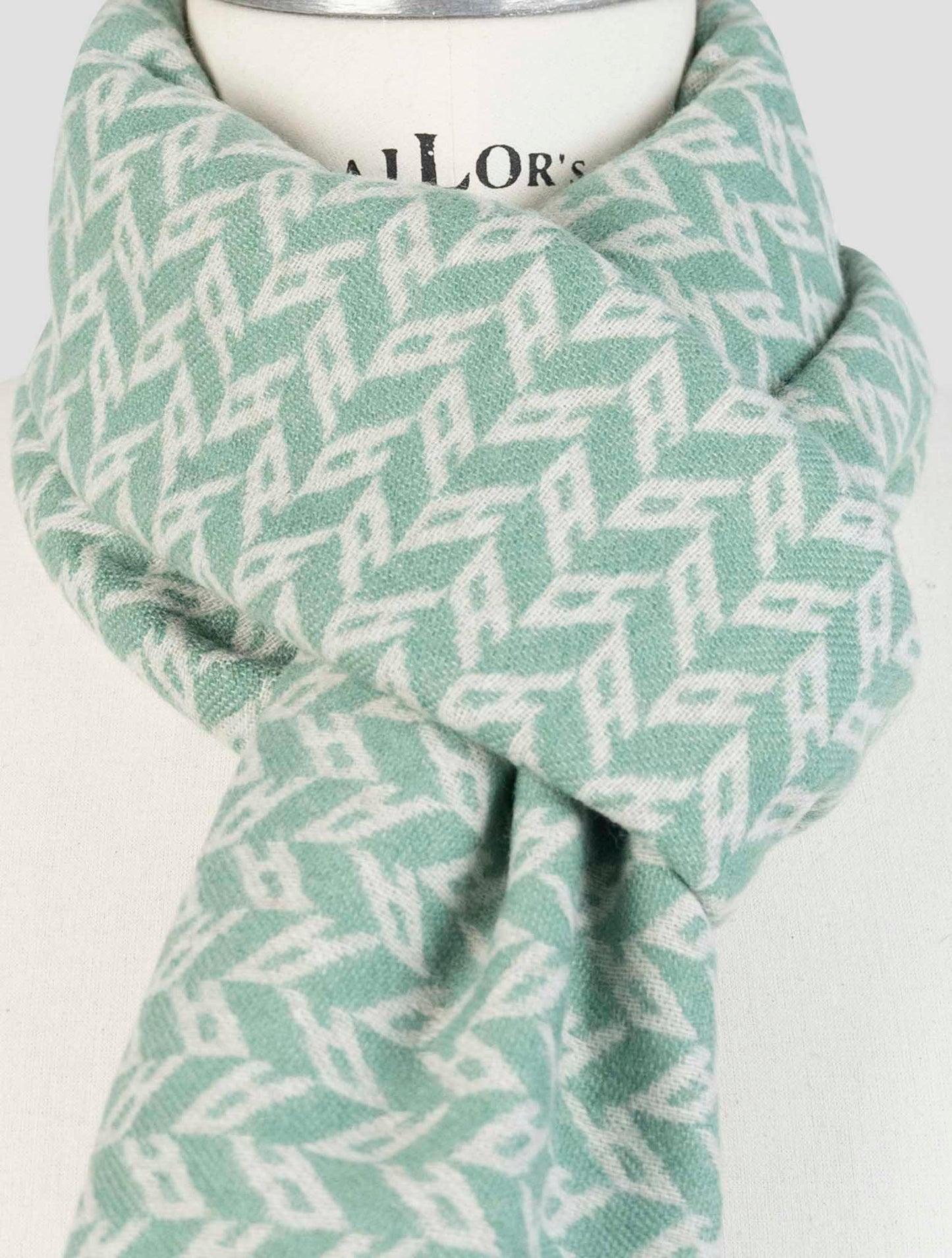 Kiton Green Wool Cashmere Mink Scarf