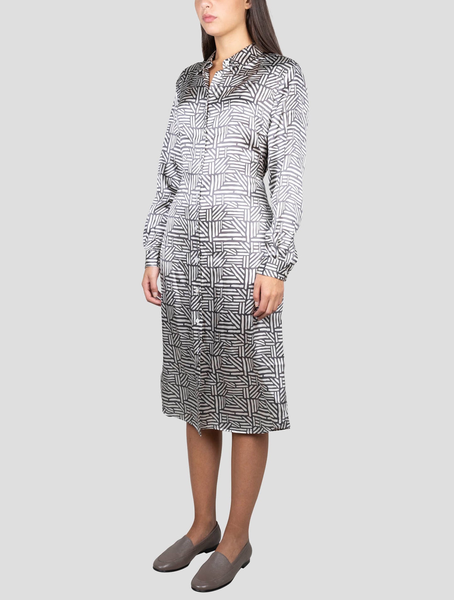 Kiton White Black Silk Dress