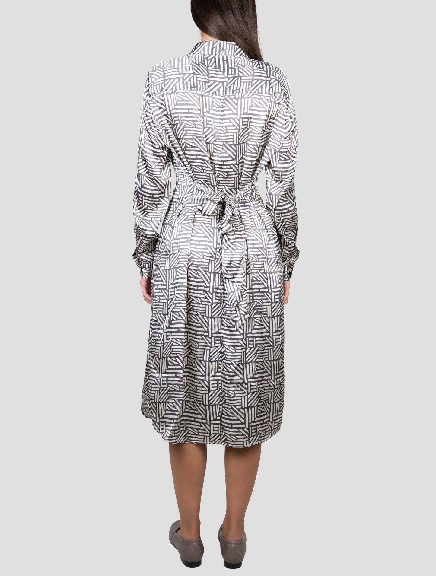 Kiton White Black Silk Dress