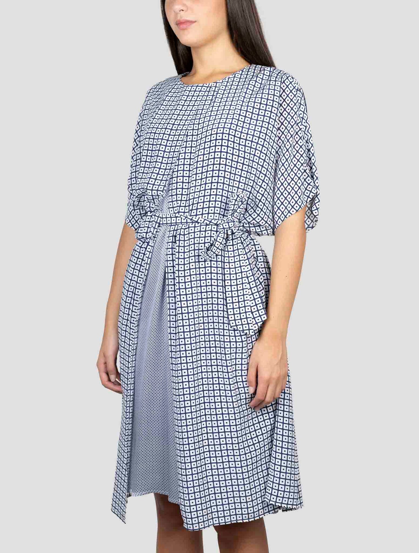 Kiton Blue White Silk Dress
