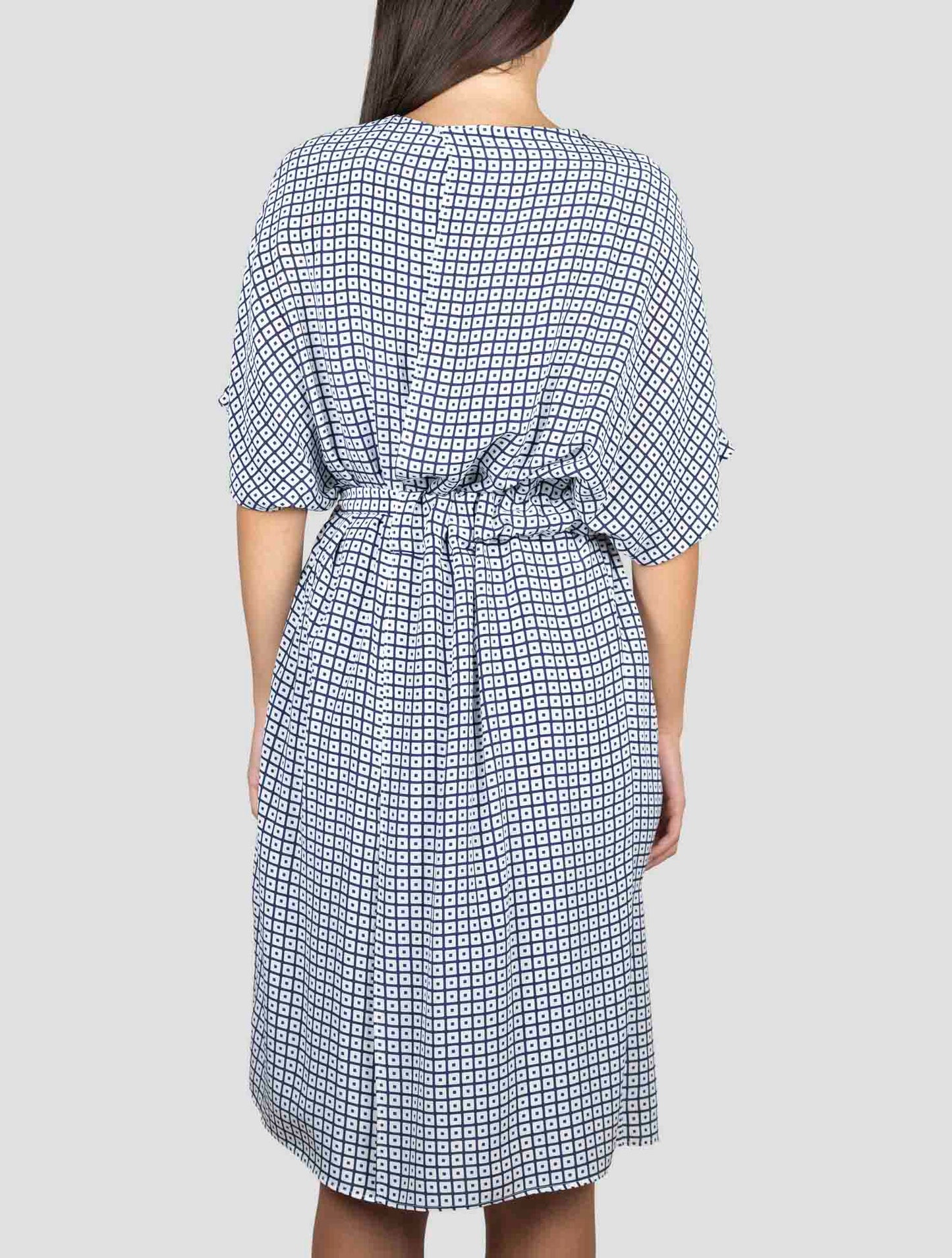 Kiton Blue White Silk Dress