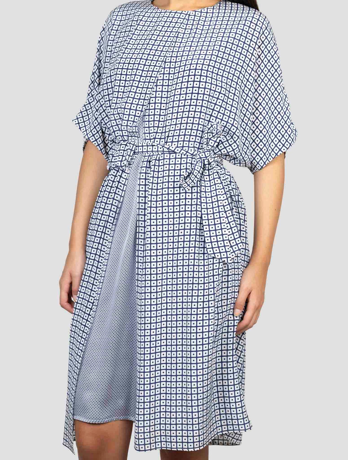 Kiton Blue White Silk Dress