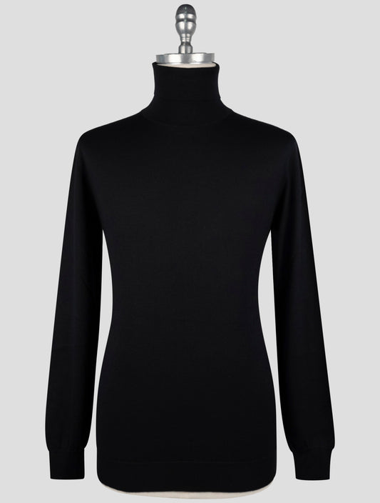 Kiton Dark Blue Cashmere Silk Sweater Turtleneck