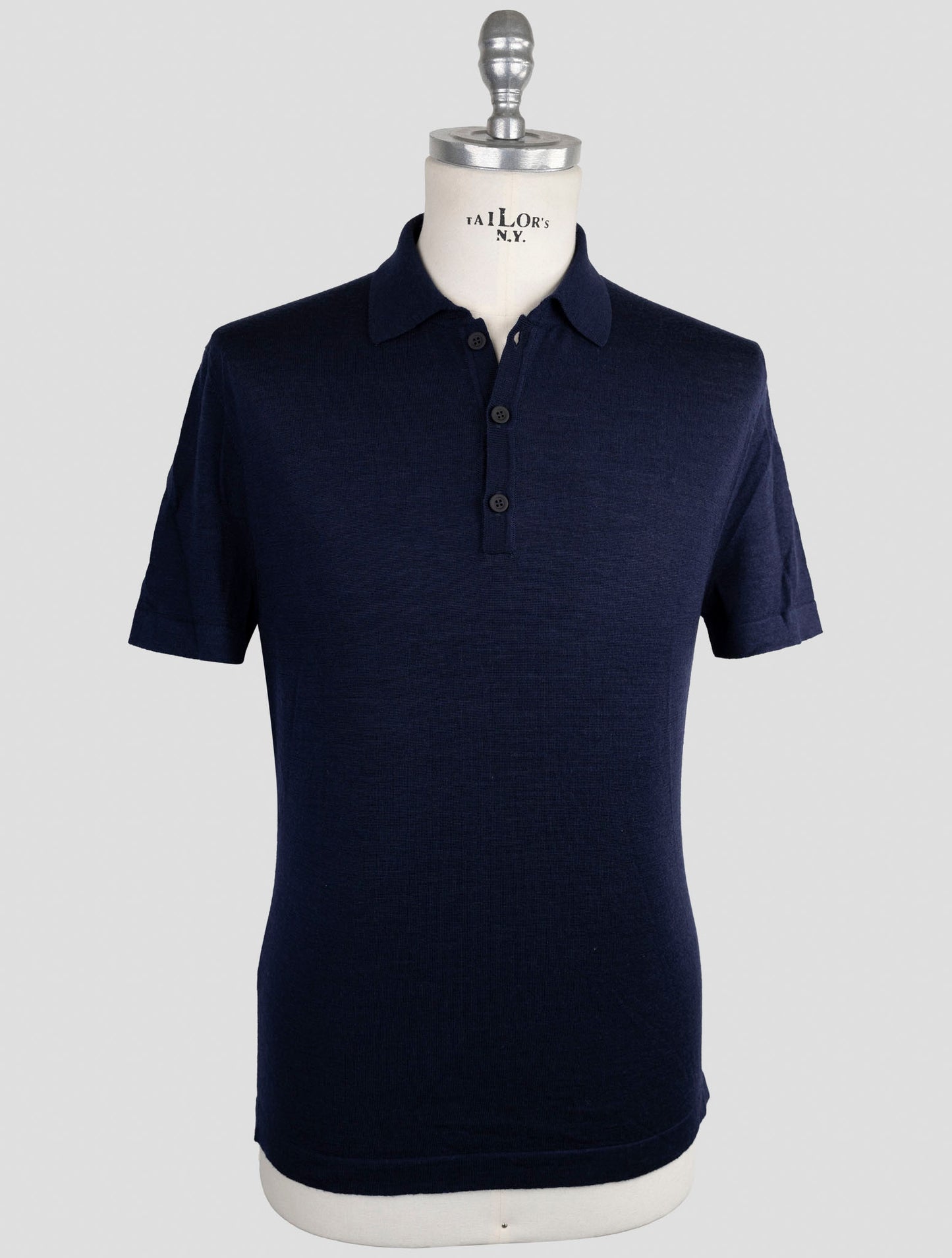 Kiton Knt Blue Virgin Wool Polo
