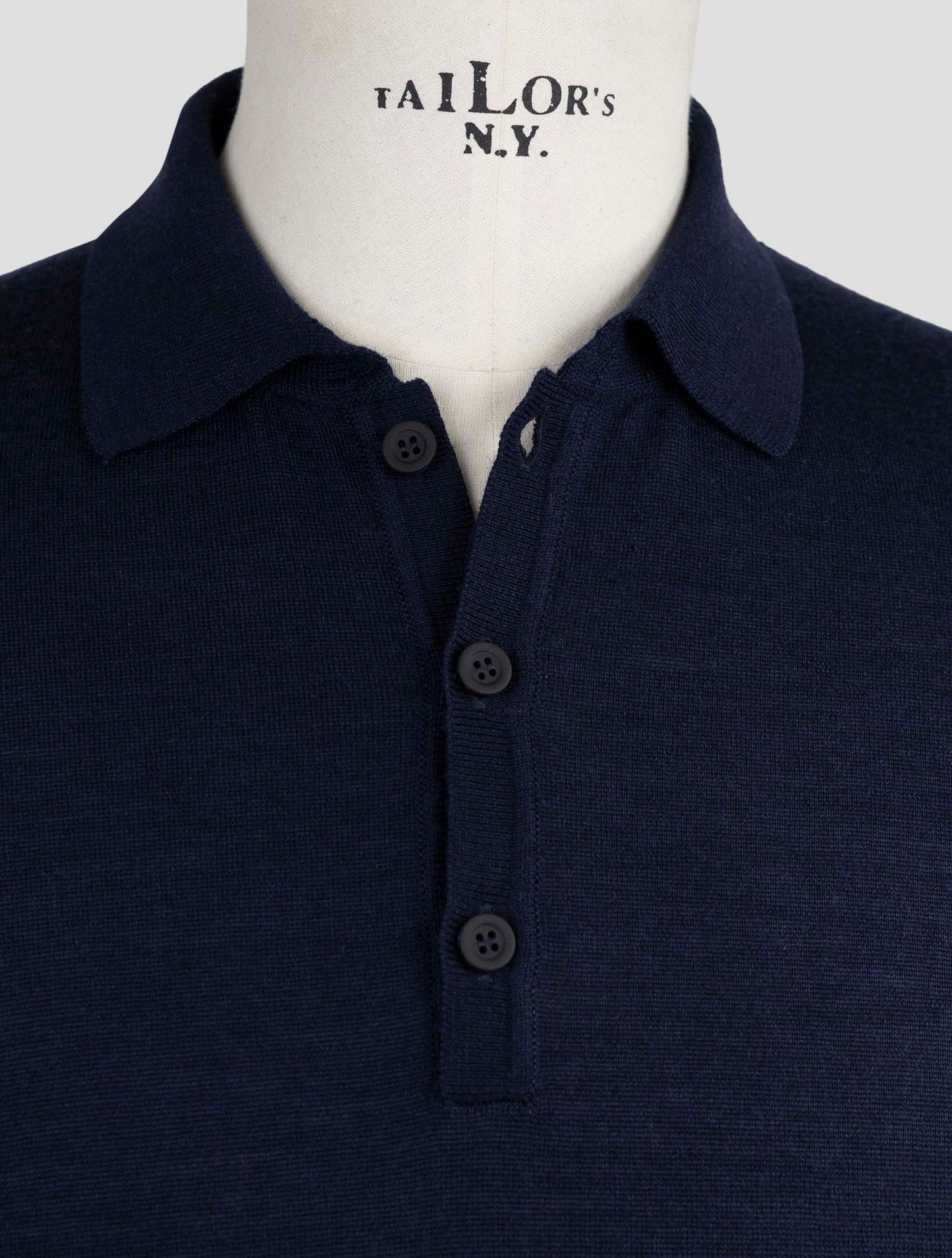 Kiton Knt Blue Virgin Wool Polo