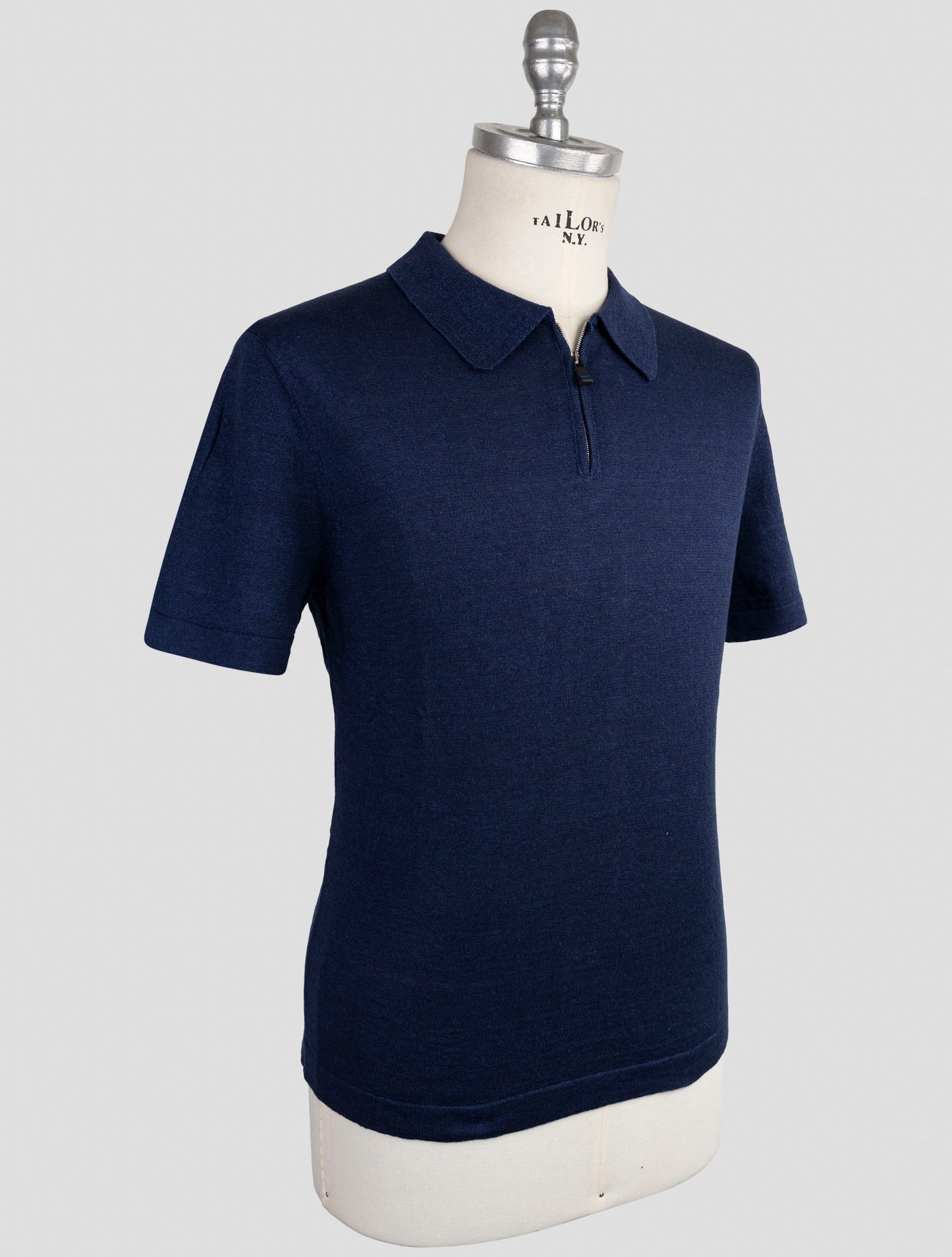 Kiton Knt Blue Linen Cotton Polo